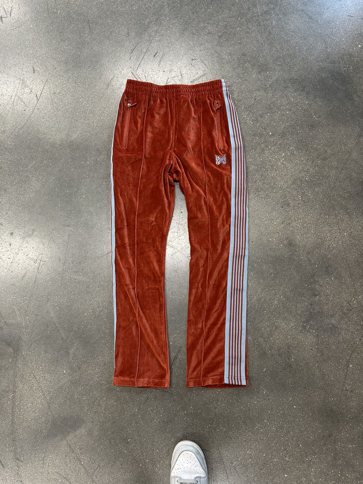 Needles Velour Narrow Track Pant Brick Orange