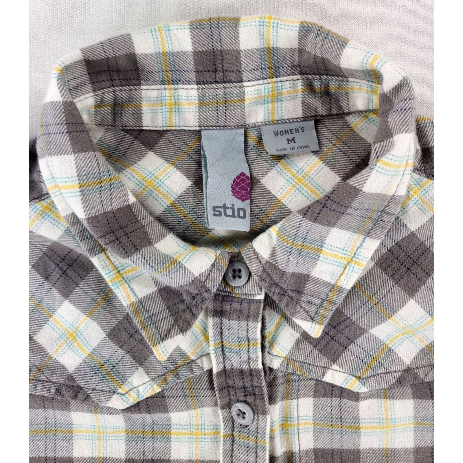 Vintage VINTAGE Stio Flannel Shirt Plaid Gray Yellow White Long Sleeve Women's M Size M / US 6-8 / IT 42-44 - 2 Thumbnail