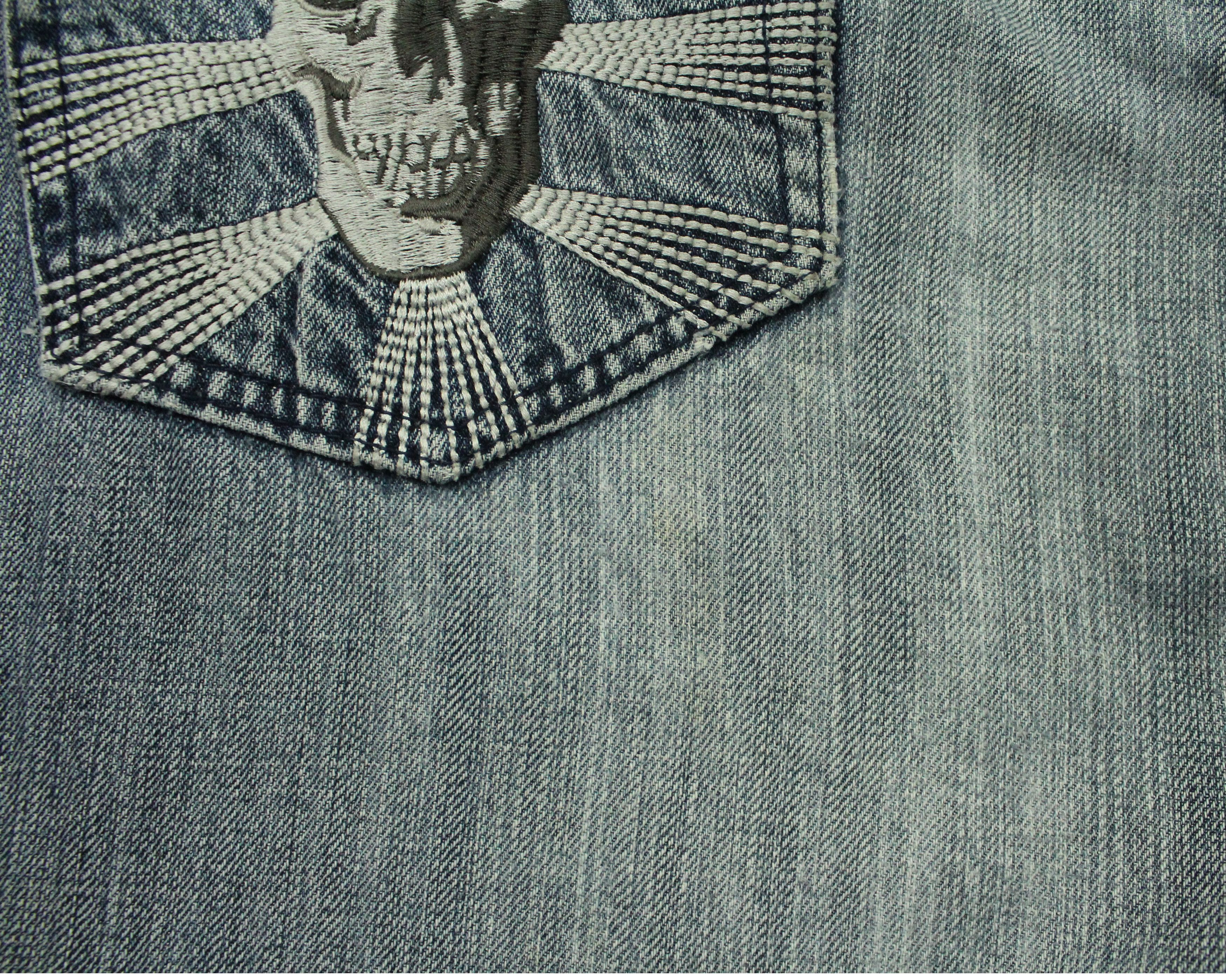Japanese Brand Vintage Denim Embroidered Skull Logo Size US 35 - 17 Thumbnail