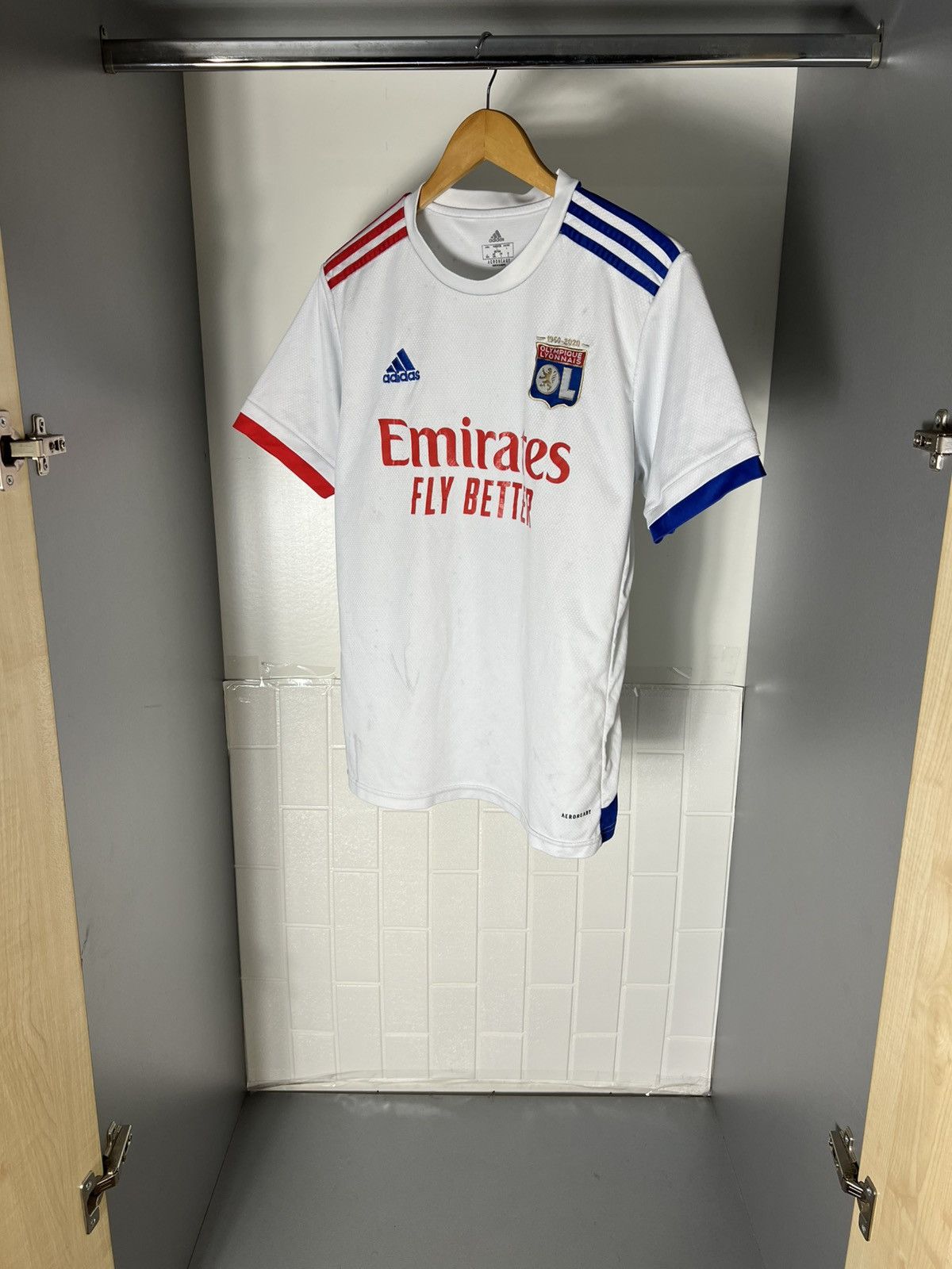 Adidas VINTAGE ADIDAS OLYMPIQUE LYONNAIS LYON FRANCE SOCCER JERSEY Size US L / EU 52-54 / 3 - 2 Thumbnail