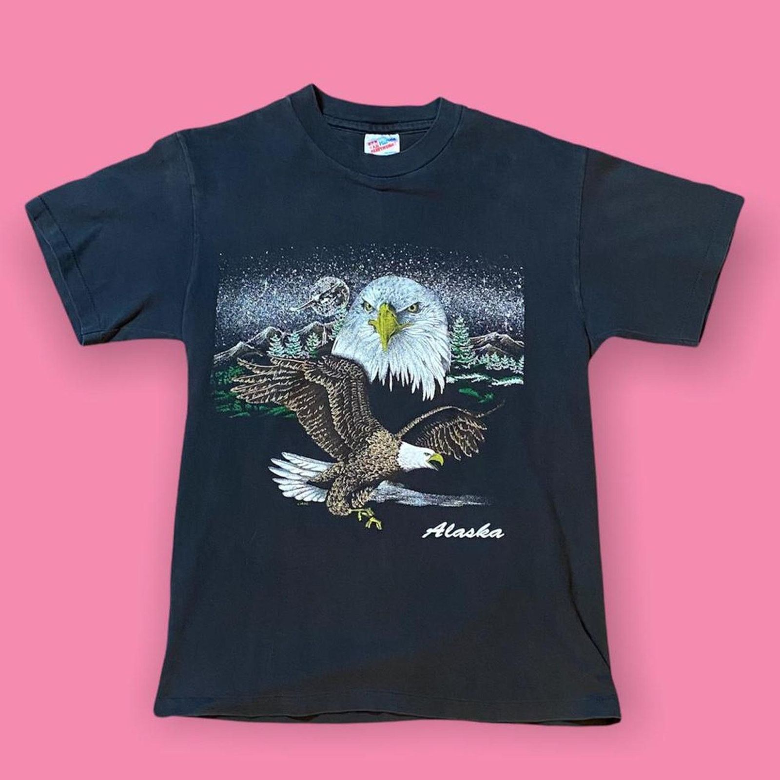 Hanes Vintage 90s alaska t shirt single stitch eagle Size US M / EU 48-50 / 2 - 1 Thumbnail