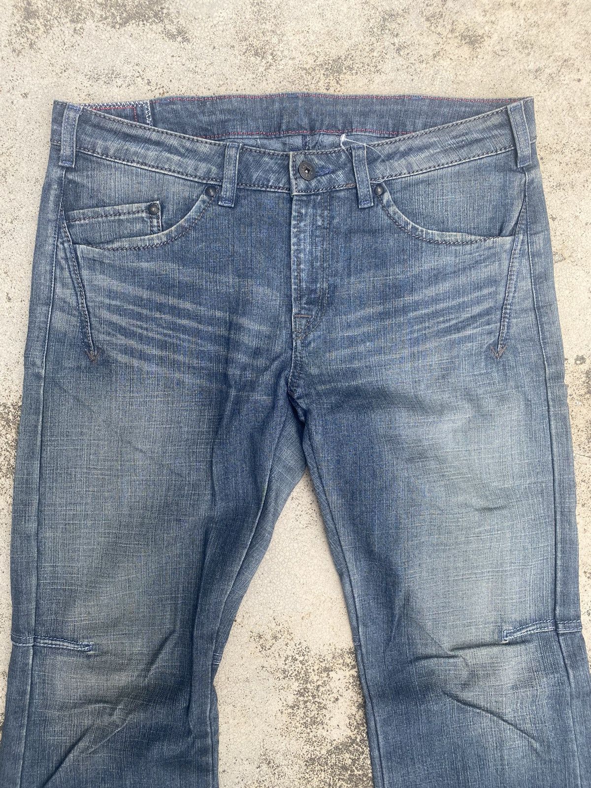 If Six Was Nine × Le Grande Bleu (L.G.B.) × Marithe + Francois Girbaud Flare Jeans Marithe Francois Girbaud Faded Denim Jeans Size US 34 / EU 50 - 4 Thumbnail