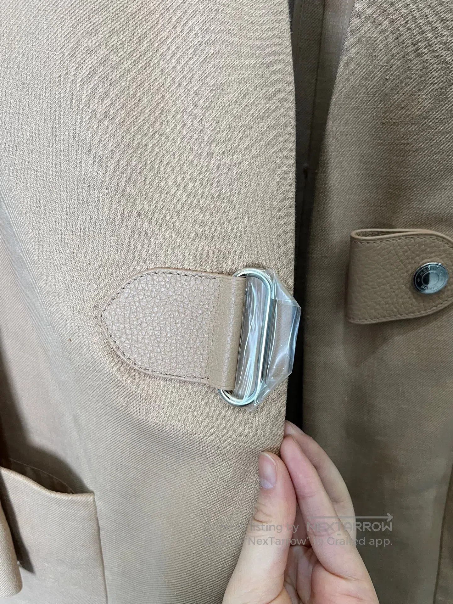 Hermes Hermes Beige Mid-Length Linen Coat. Size XXS / US 00 / IT 34 - 4 Thumbnail