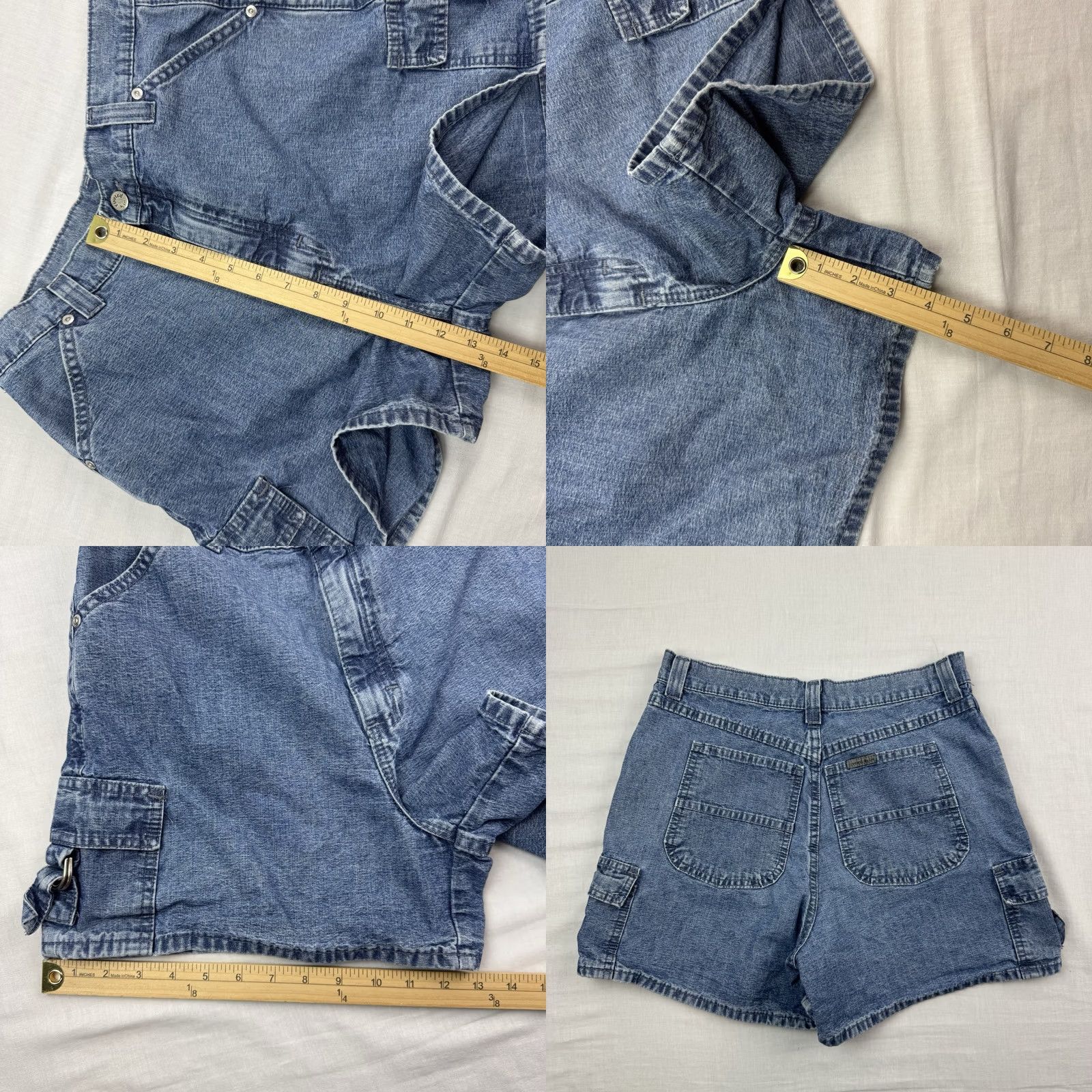 Lee VINTAGE Lee Riveted Cargo Denim Shorts Womens 10 Hipster 80s 90s USA Pockets Size 32" / US 10 / IT 46 - 8 Thumbnail