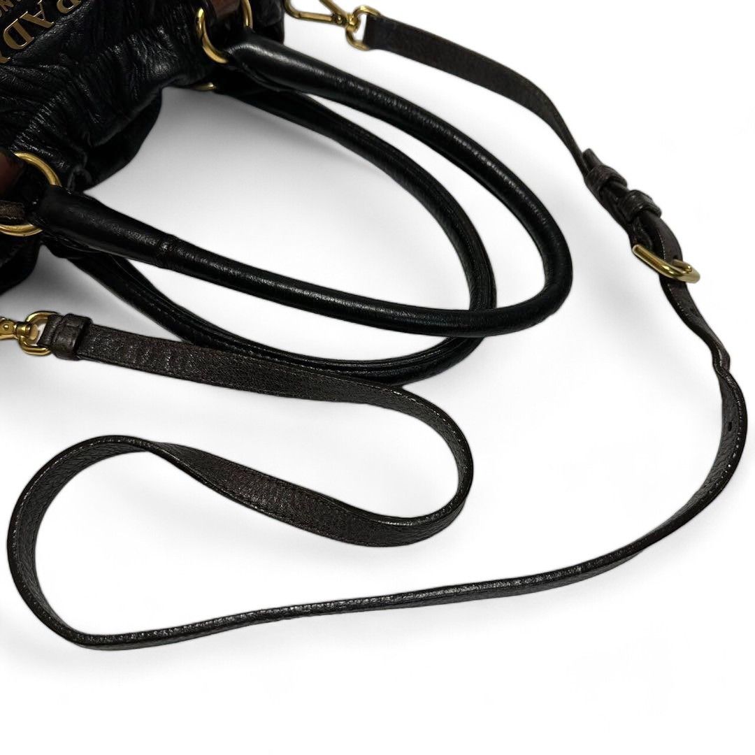 Prada Prada - Black Leather Brown Handbag Shoulder Bag Size ONE SIZE - 7 Thumbnail
