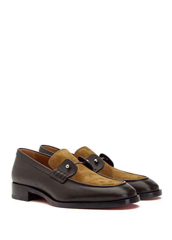 Christian Louboutin os11x0526 Chambelimoc Men's Leather Loafers in Brown Size US 12 / EU 45 - 2 Thumbnail