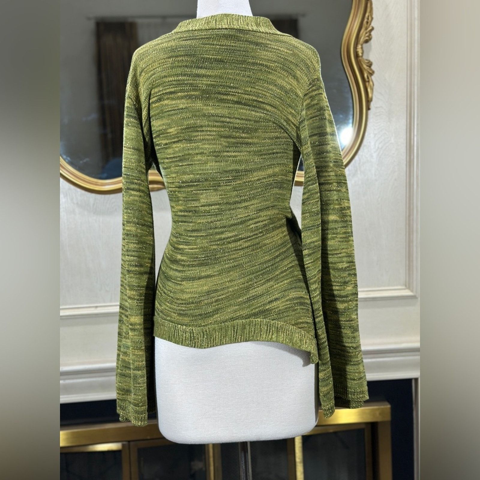 Vintage Vintage Kris Tae’s Metallic Olive Green Sweater Size M Size M / US 6-8 / IT 42-44 - 5 Thumbnail