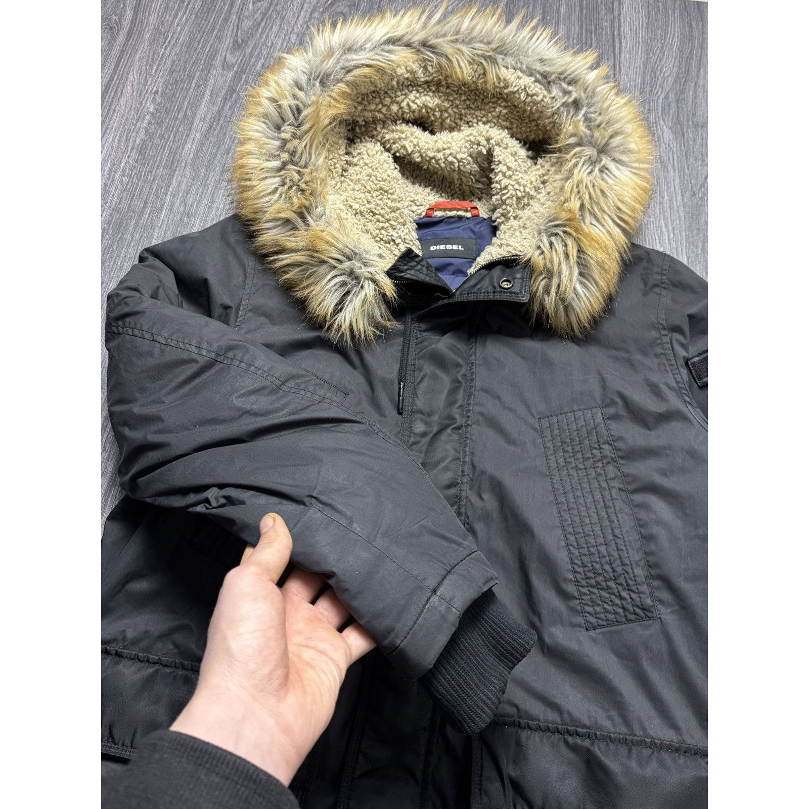 Diesel × Vintage Diesel Zip Fur Hoodie Parka Ifsixwasnine Lgb Style Size US L / EU 52-54 / 3 - 8 Thumbnail