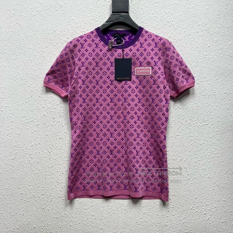 Louis Vuitton Louis Vuitton Purple and pink color matching logo knitted Size L / US 10 / IT 46 - 1 Thumbnail