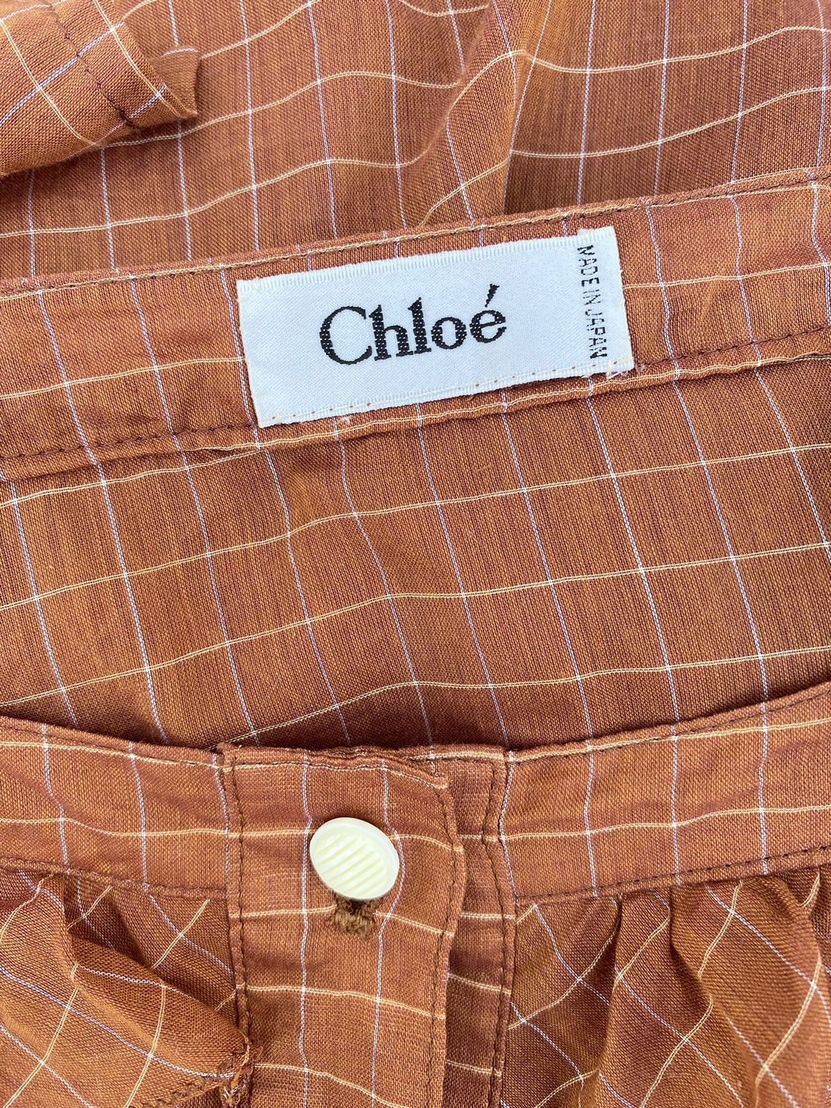 Chloe Chloe Plaid Shirt with Round Neck and Ruffles Size M / US 6-8 / IT 42-44 - 3 Thumbnail