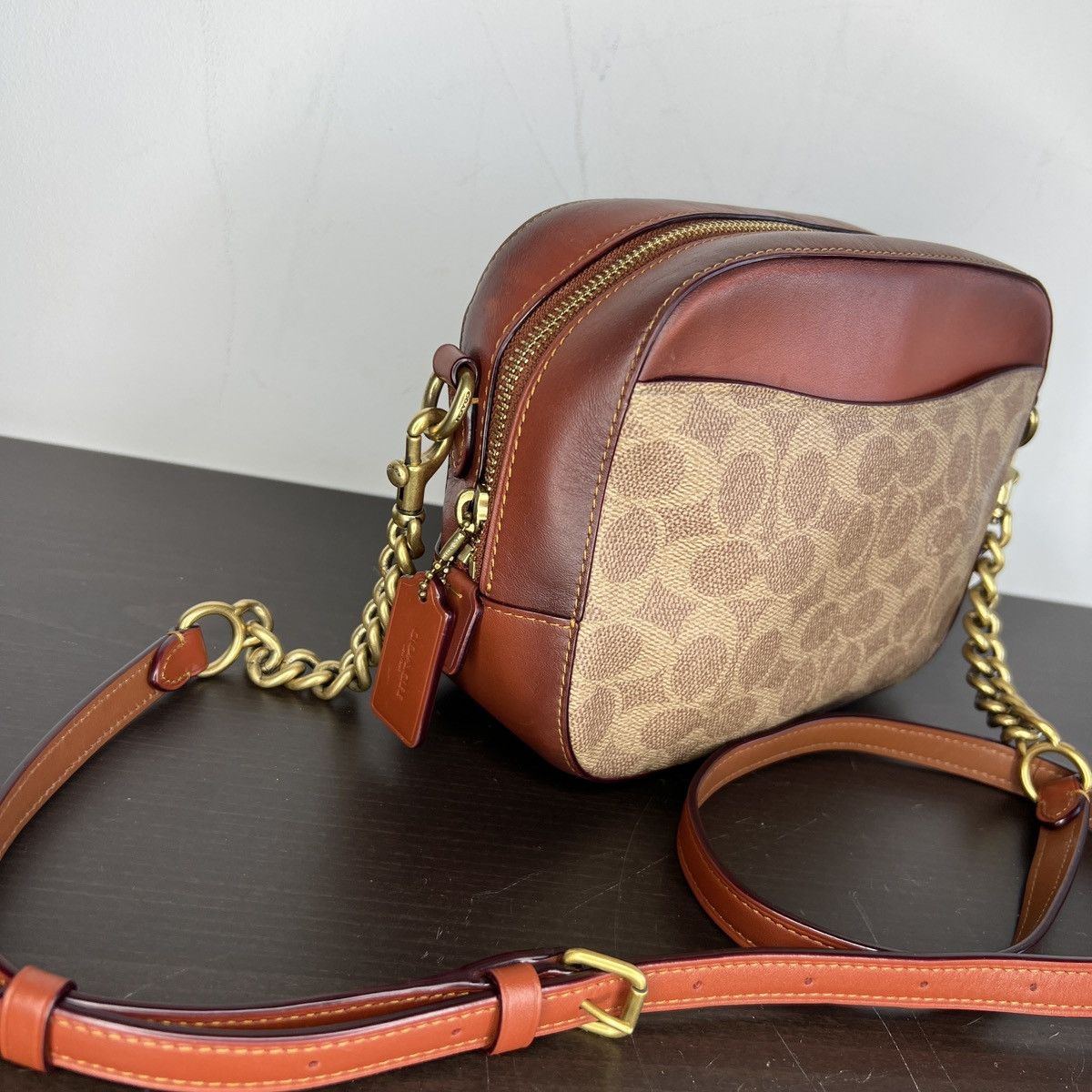 Coach × Designer Coach Mini Crossbody Bag Leather Monogram Brown Beige Size ONE SIZE - 4 Thumbnail