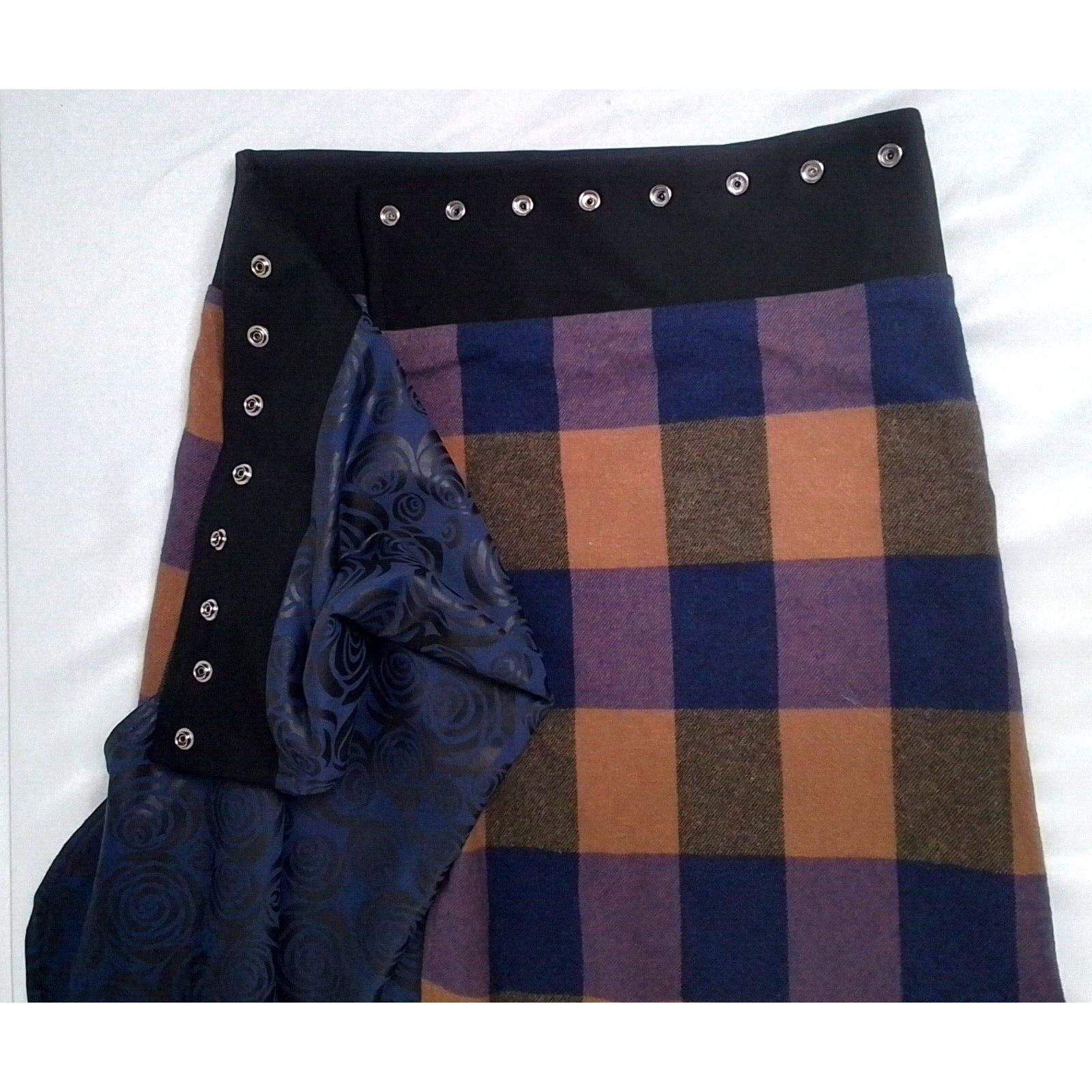 Other Top Skirt Women's Buffalo Plaid Design Blue/Brown #W2947 Size 33" - 6 Thumbnail