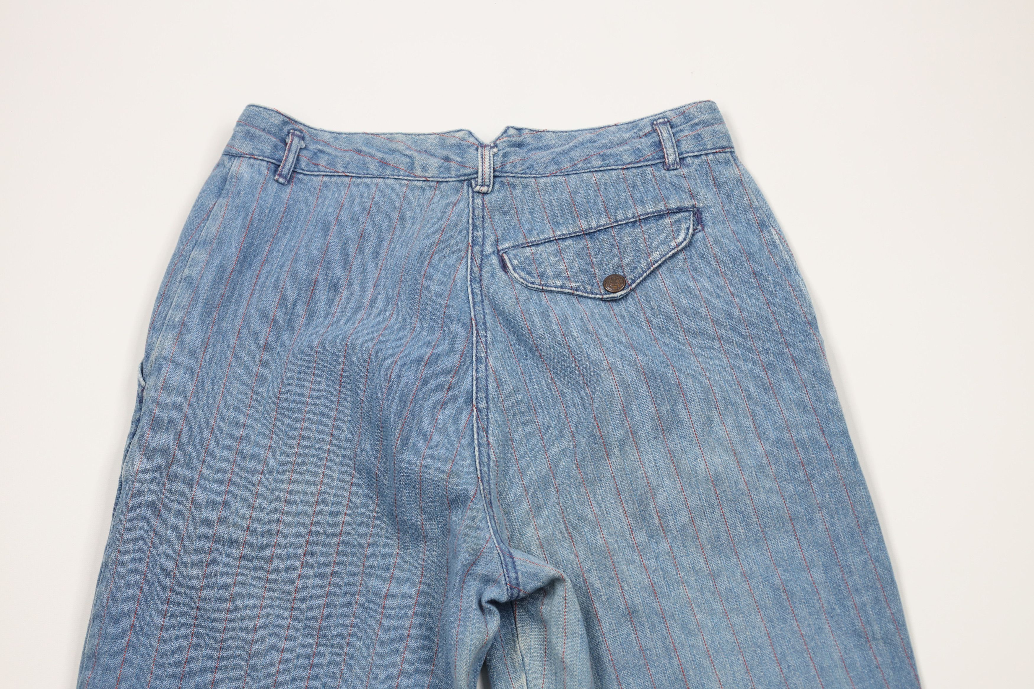 Vintage Vintage 90s Streetwear Distressed Pinstriped Denim Mom Jeans Size 34" / US 12 / IT 48 - 11 Thumbnail