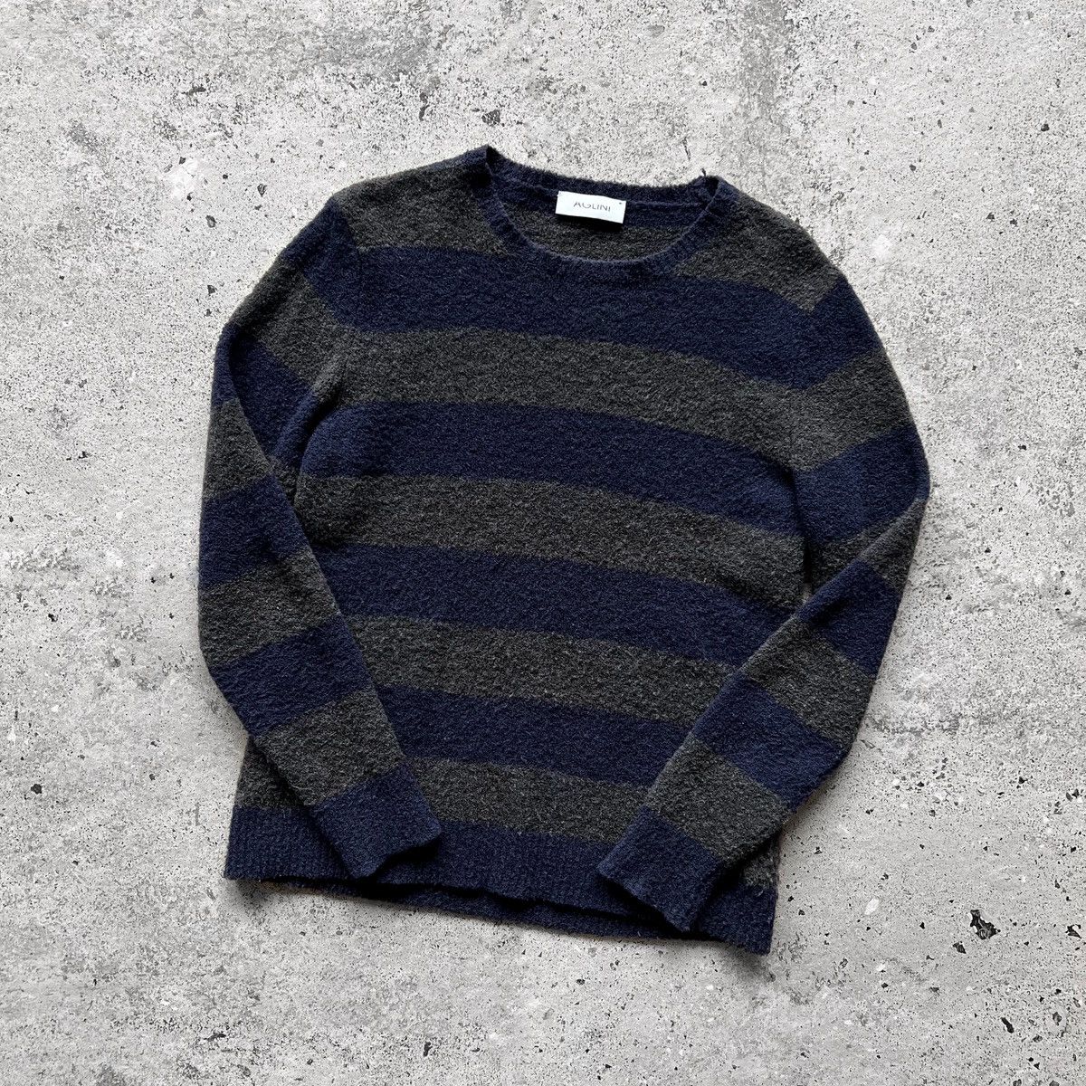 AGLINI Aglini Mens Blue Gray Long Sleeve Sweater Pullover Striped Size US S / EU 44-46 / 1 - 1 Thumbnail