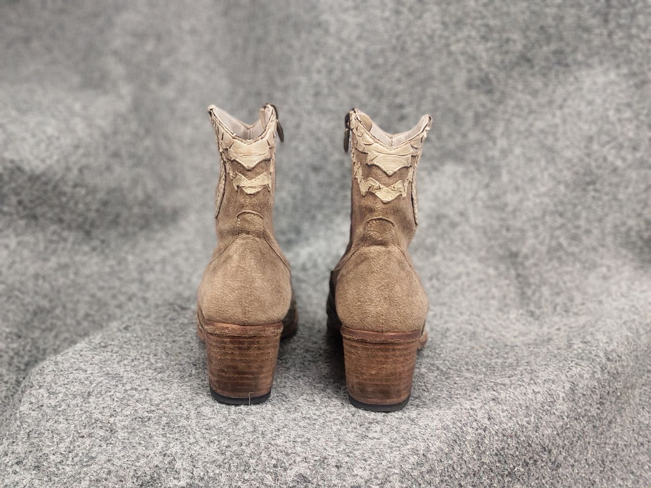 Vintage Fauzian Jeunesse Leather reptile Western Ankle Boots Zip Size US 7 / IT 37 - 8 Thumbnail