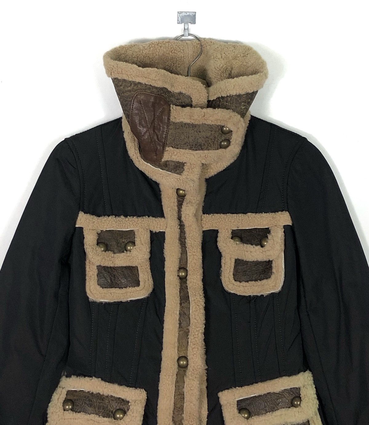 Blackstock & Weber MADE IN ITALY WEBER PATCHWORK SHEEPSKIN SHEARLING JACKET Size XXS / US 00 / IT 34 - 11 Thumbnail