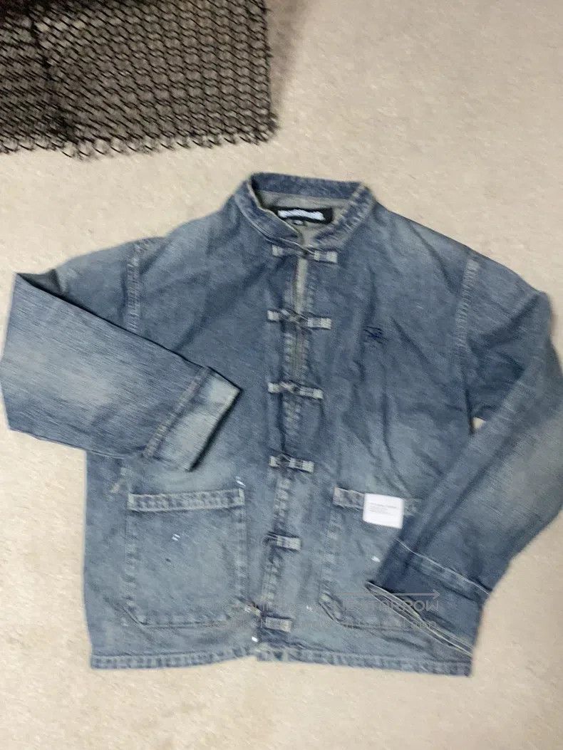 Neighborhood Neighborhood Splattered Washed Denim Chinese Tunic Jacket Size US L / EU 52-54 / 3 - 6 Thumbnail