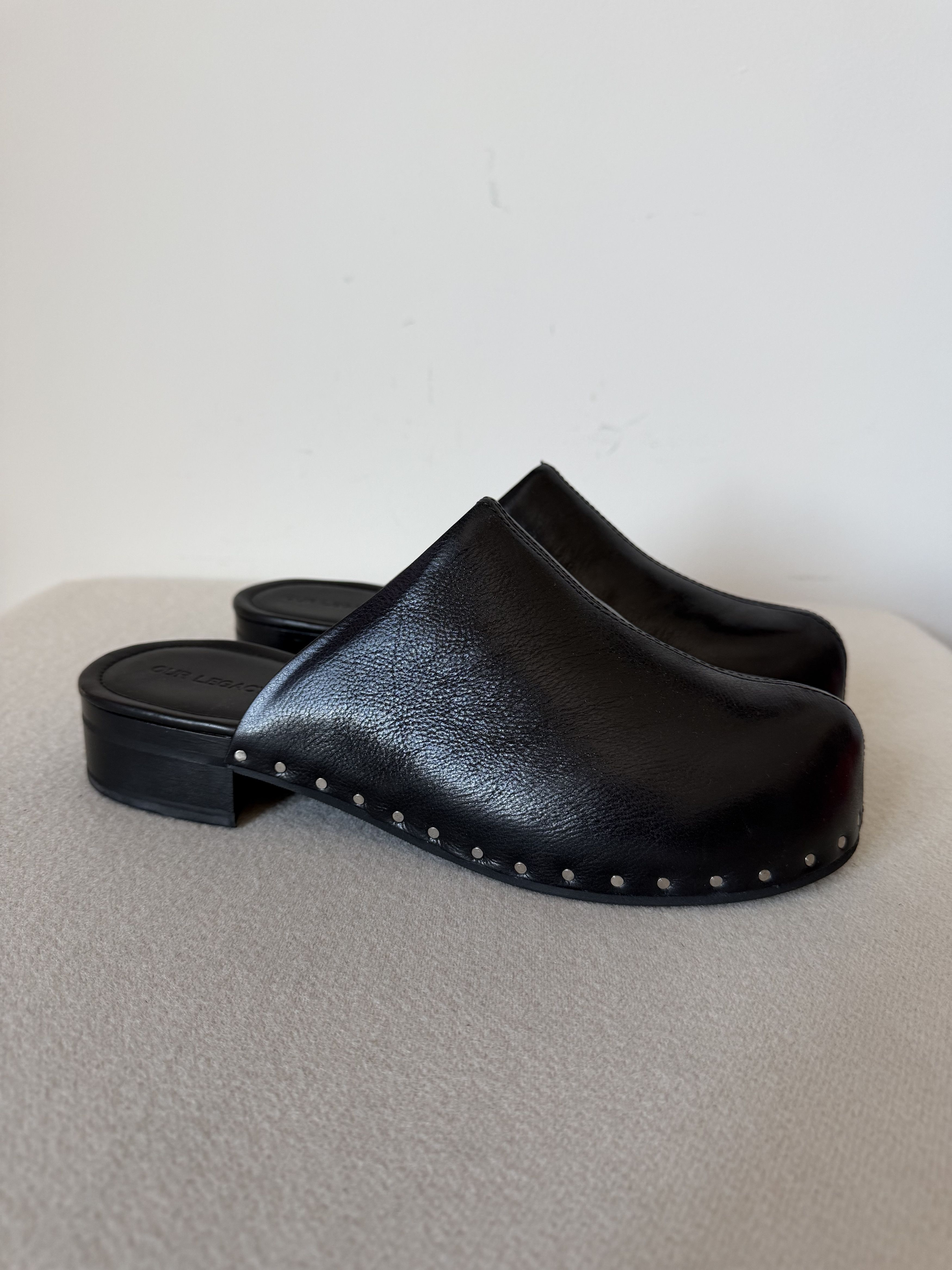 Our Legacy Naoto Clogs in Black Leather