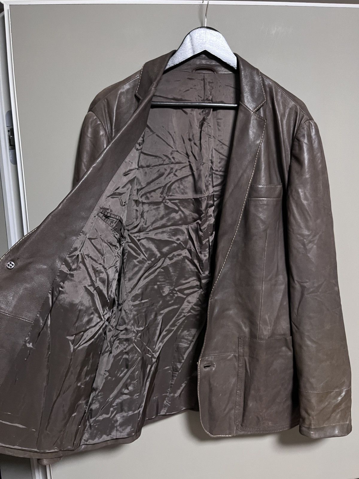 Mandelli Enrico Mandelli Dark Brown Leather Luxury Blazer Jacket Size US L / EU 52-54 / 3 - 14 Thumbnail