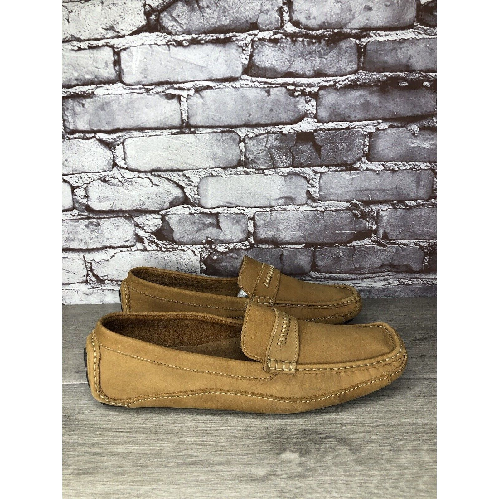 Clarks Clarks England Tan Nubuck Leather Slip On Driving Loafers Sh Size US 11 / EU 44 - 20 Thumbnail