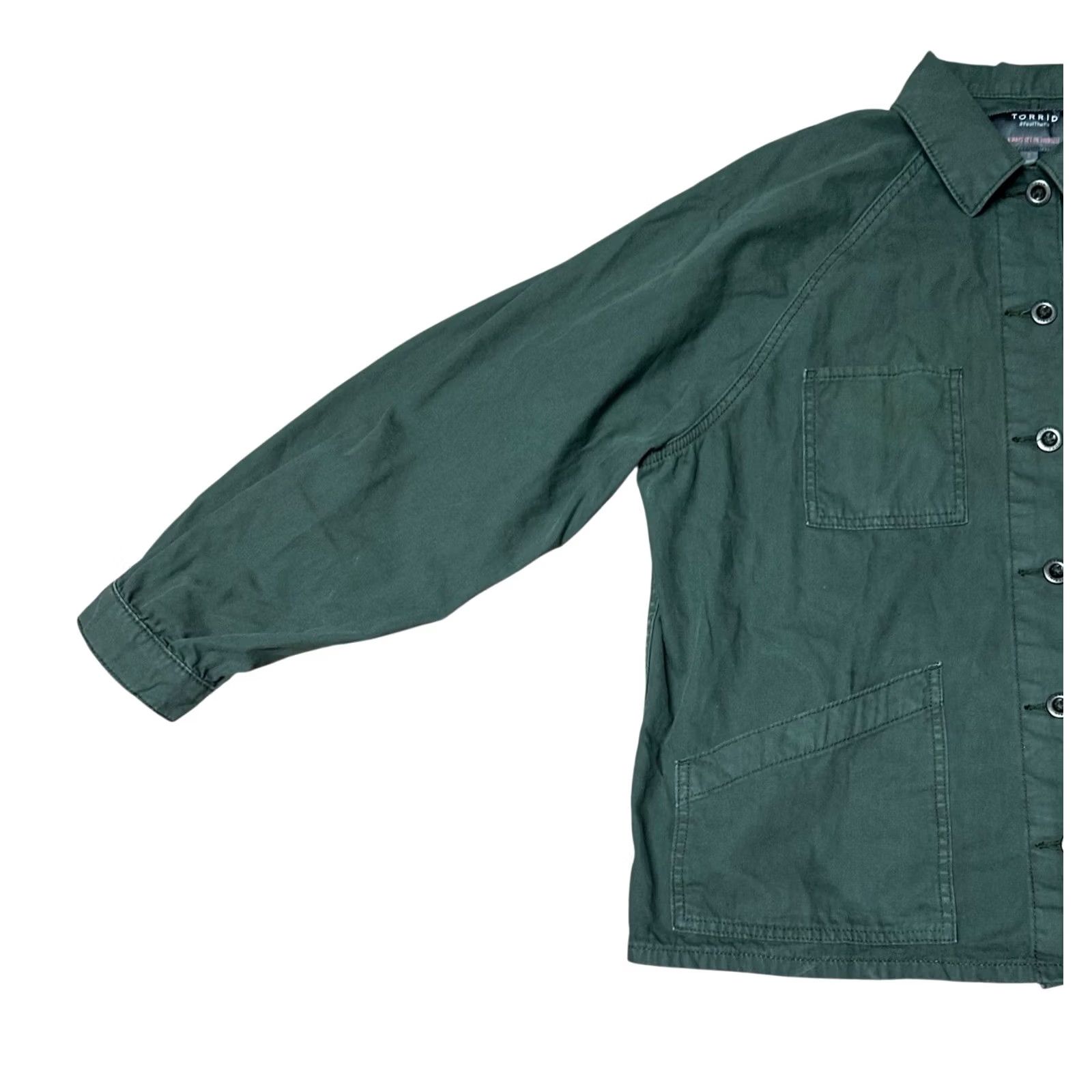 Torrid VINTAGE Torrid Green Utility Military Full Zip Button Up Jacket Women's Plus Size 0 Size XS / US 0-2 / IT 36-38 - 2 Thumbnail