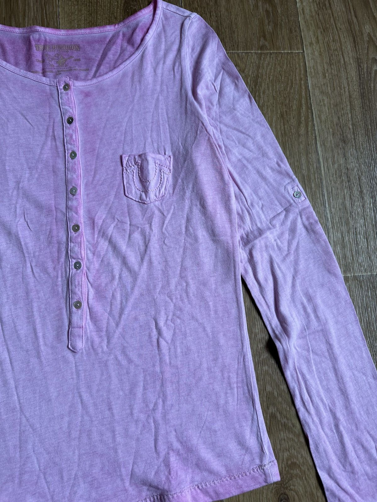 Japanese Brand × True Religion × Vintage Vintage True Religion Sleeve Pink Longsleeve T Shirt Size S / US 4 / IT 40 - 2 Thumbnail