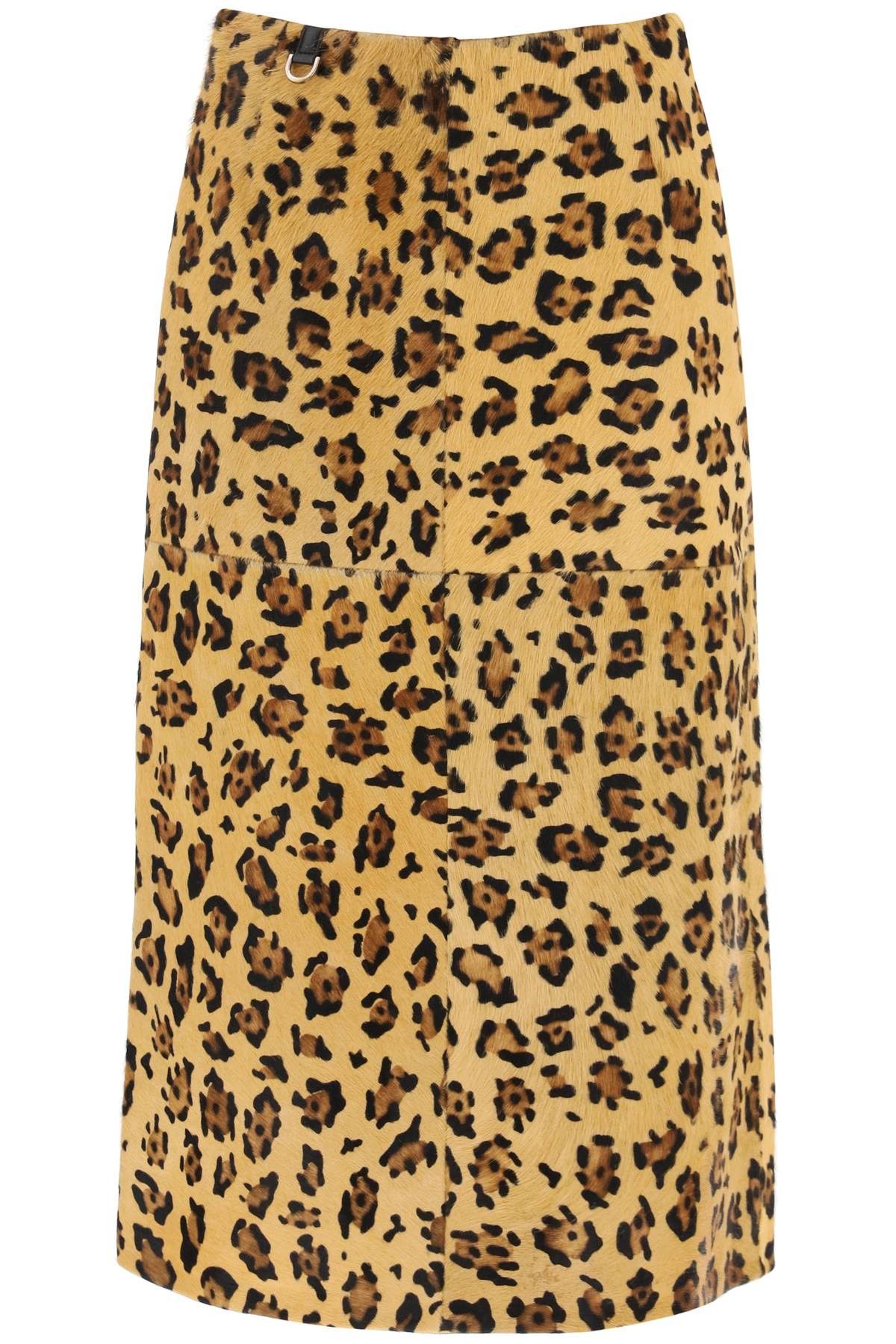 image of Saks Potts 'carolyn' Midi Skirt In Leopard Ponyskin in Beige, Women's (Size 26)