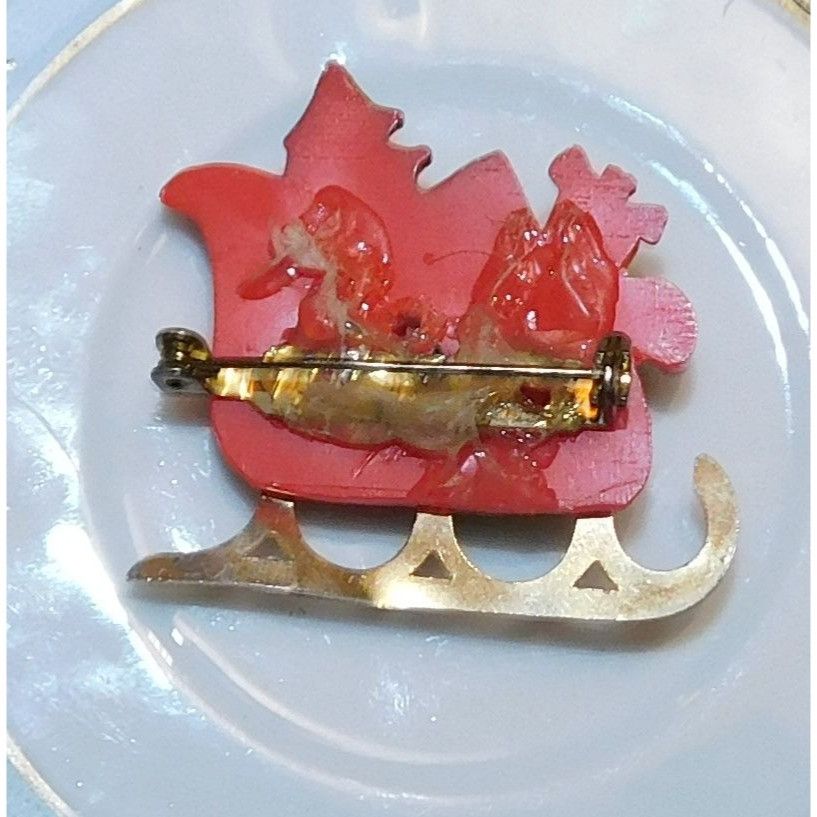 Other Vintage 80s Hallmark Sleigh With Presents Brooch Size ONE SIZE - 3 Thumbnail