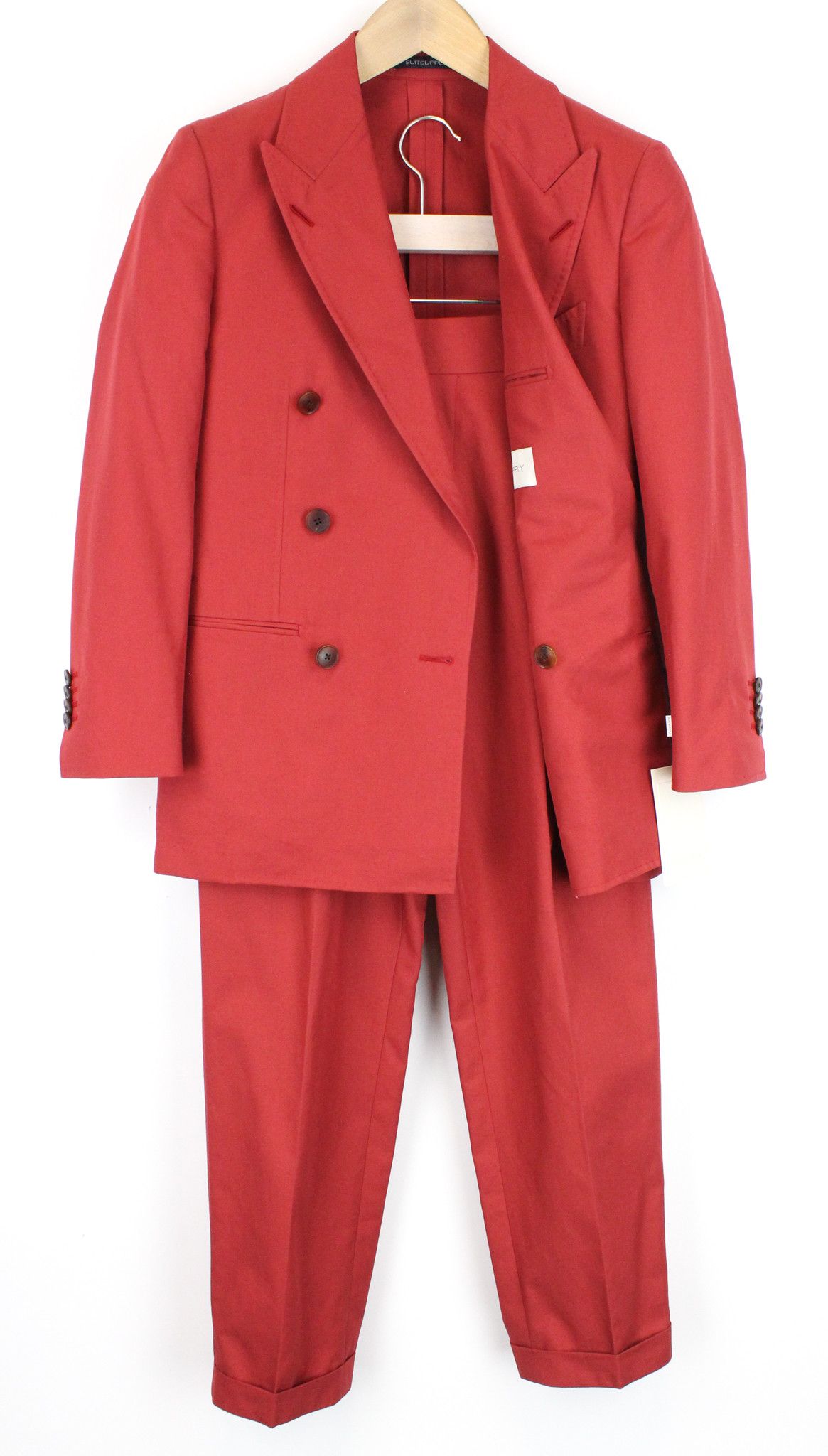 Suitsupply LA SPALLA UK32R Red Cotton 2 Piece Suit 66574 Size 34S - 1 Thumbnail