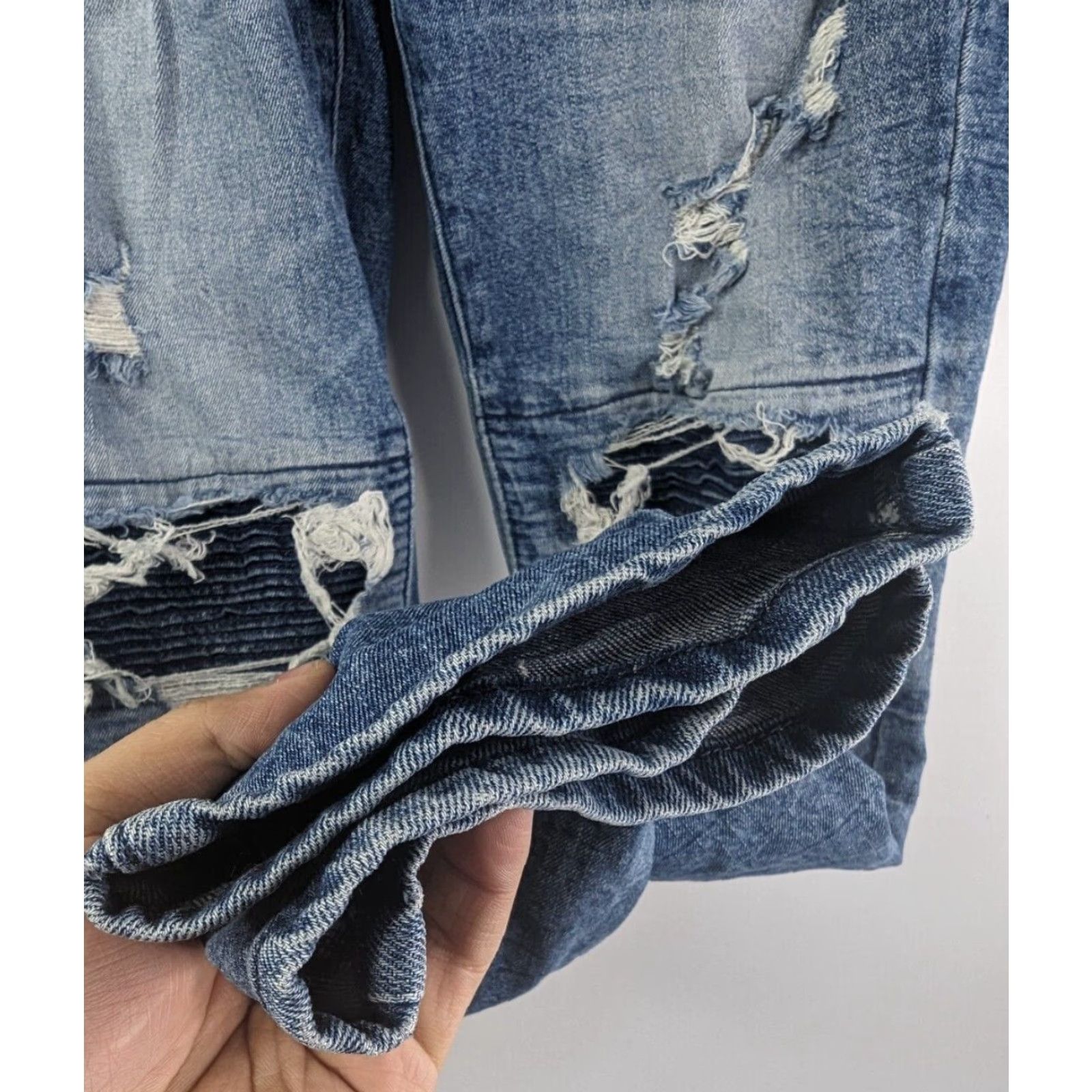 Pacsun PacSun Jeans Skinny 30x30 Mens Blue Distressed Denim Stretch Moto 5-Pocket Size US 30 / EU 46 - 4 Thumbnail