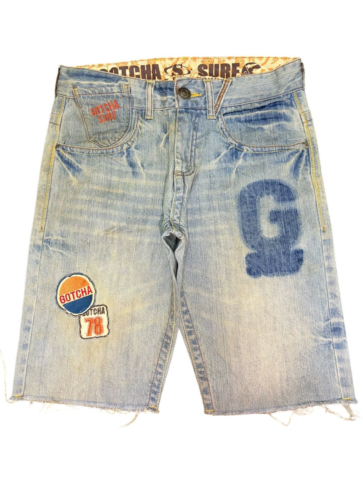 Gotcha Vintage Japanese Brand Mud Wash Distress Jean Shorts Size US 32 / EU 48 - 1 Thumbnail