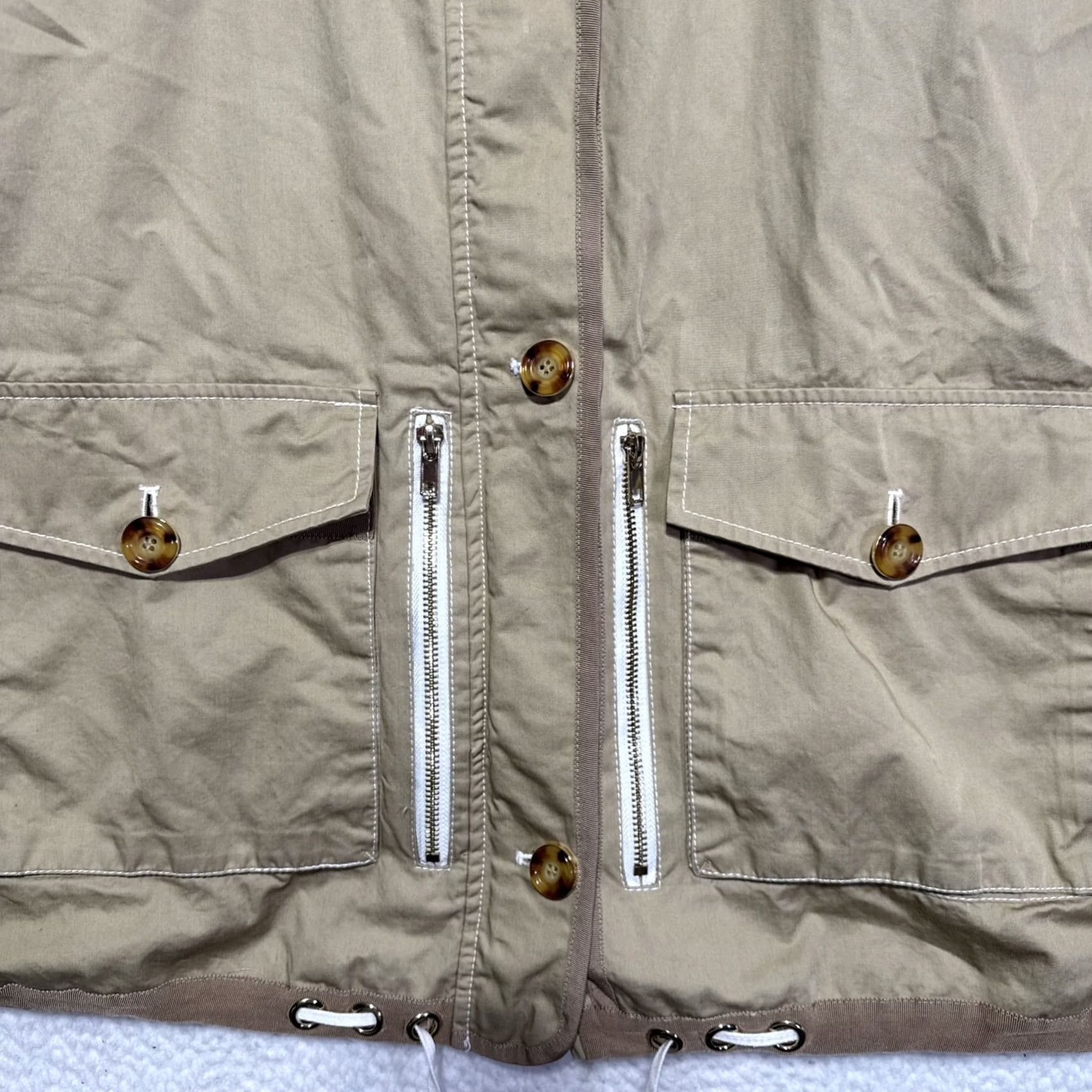 Badgley Mischka Badgley Mischka Womens Jacket Shirt Khaki 18 Off-White Long Sleeve Drawstring 100% Cotton Womens (Regular) 11009240 Size XXL / US 16-18 / IT 52-54 - 4 Thumbnail