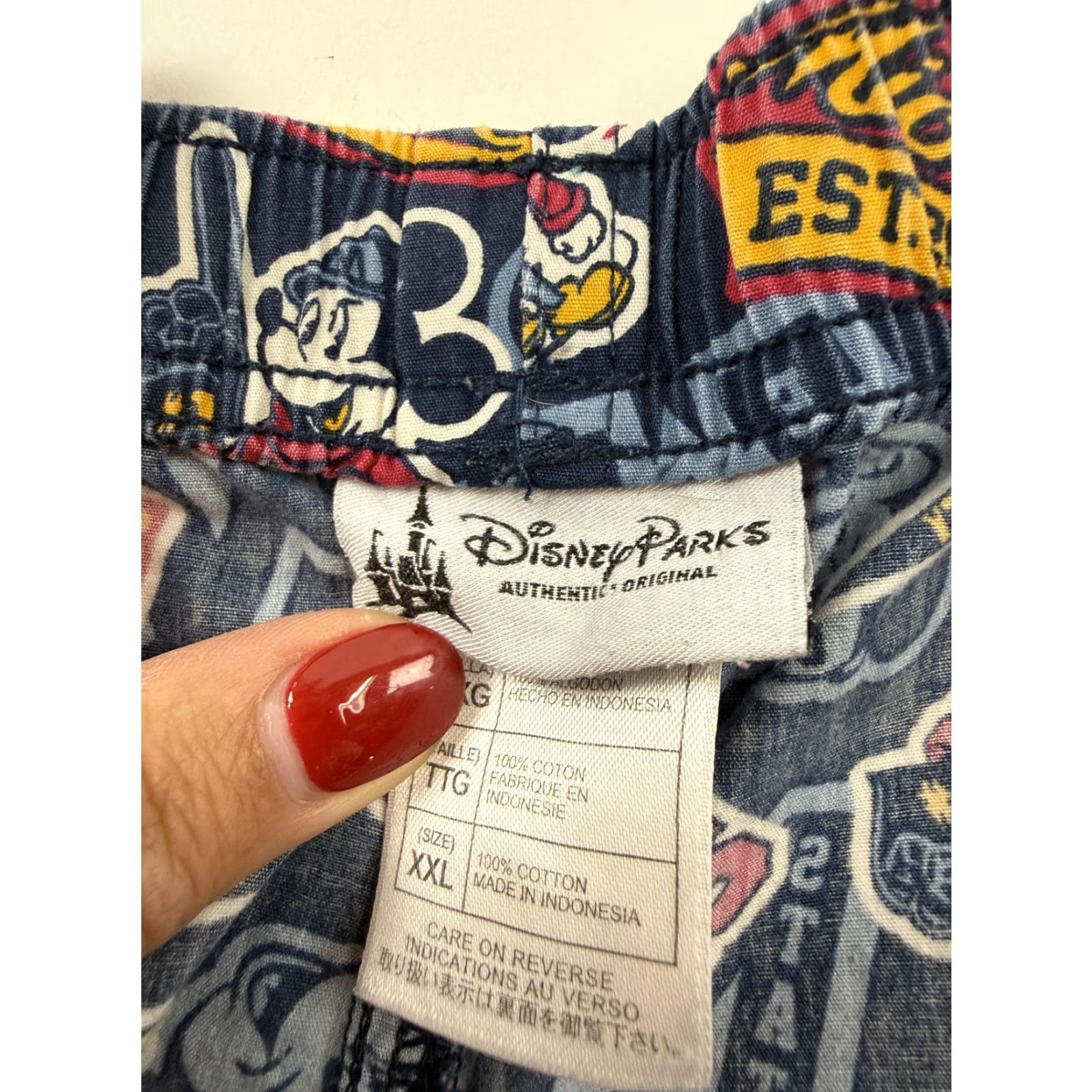 Disney VINTAGE Disney Parks Pajama Pants Mens 2XL Blue Mickey Mouse Lounge Flannel City State Graphic Print Size US 39 - 6 Thumbnail