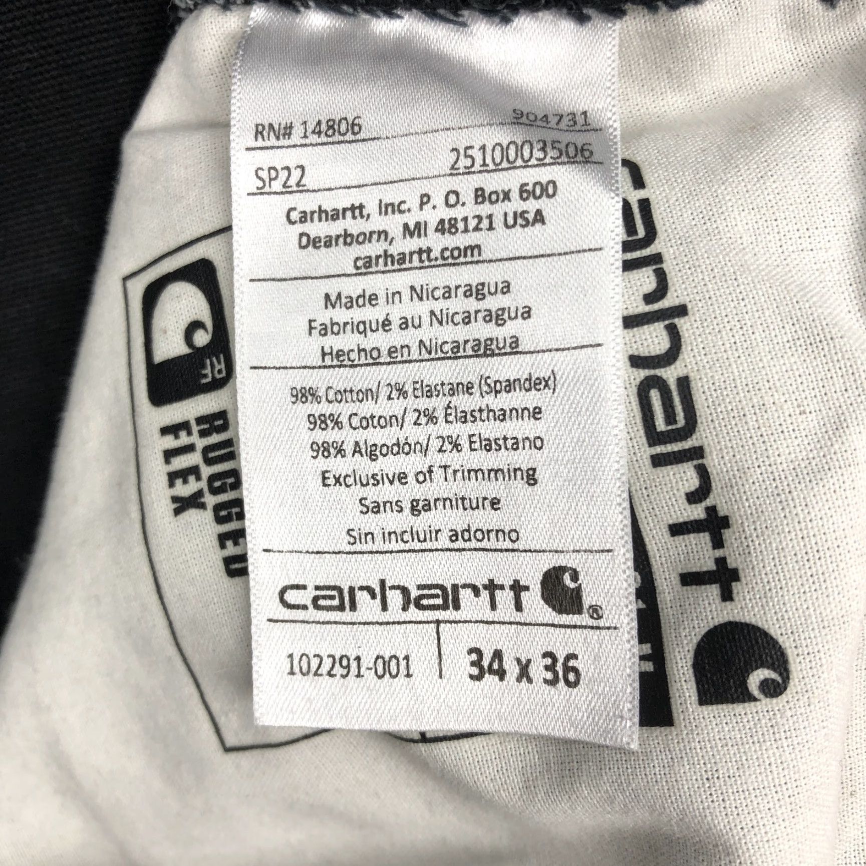 Carhartt Carhartt Men's 34x36 Rugged Flex Relaxed Fit Canvas Work Pants Black BN2291-M Size US 34 / EU 50 - 7 Thumbnail