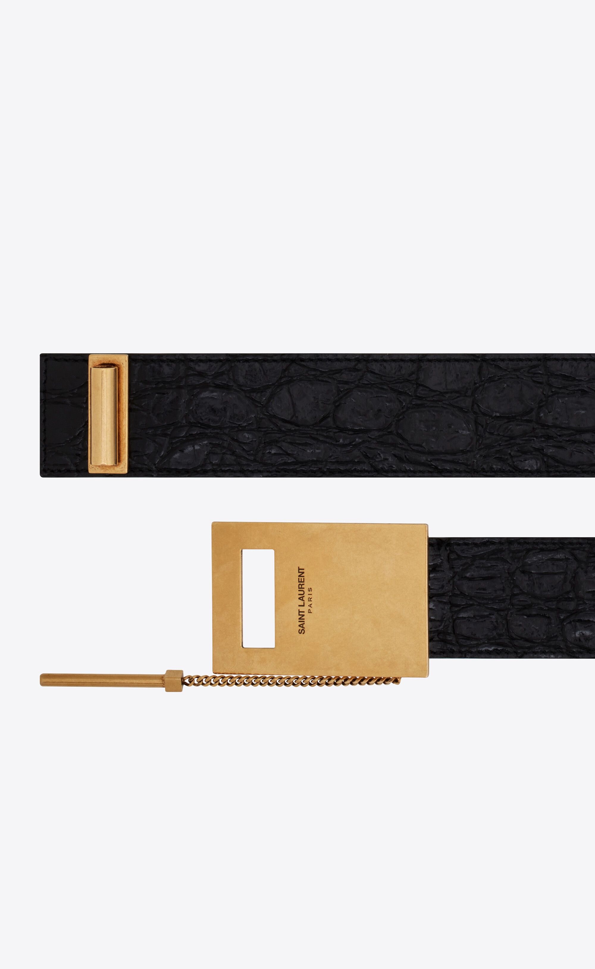 Saint Laurent Paris o1bcso1str1224 Size: 85/Chaine Et Baton Buckle Belt in Black Size ONE SIZE - 2 Thumbnail