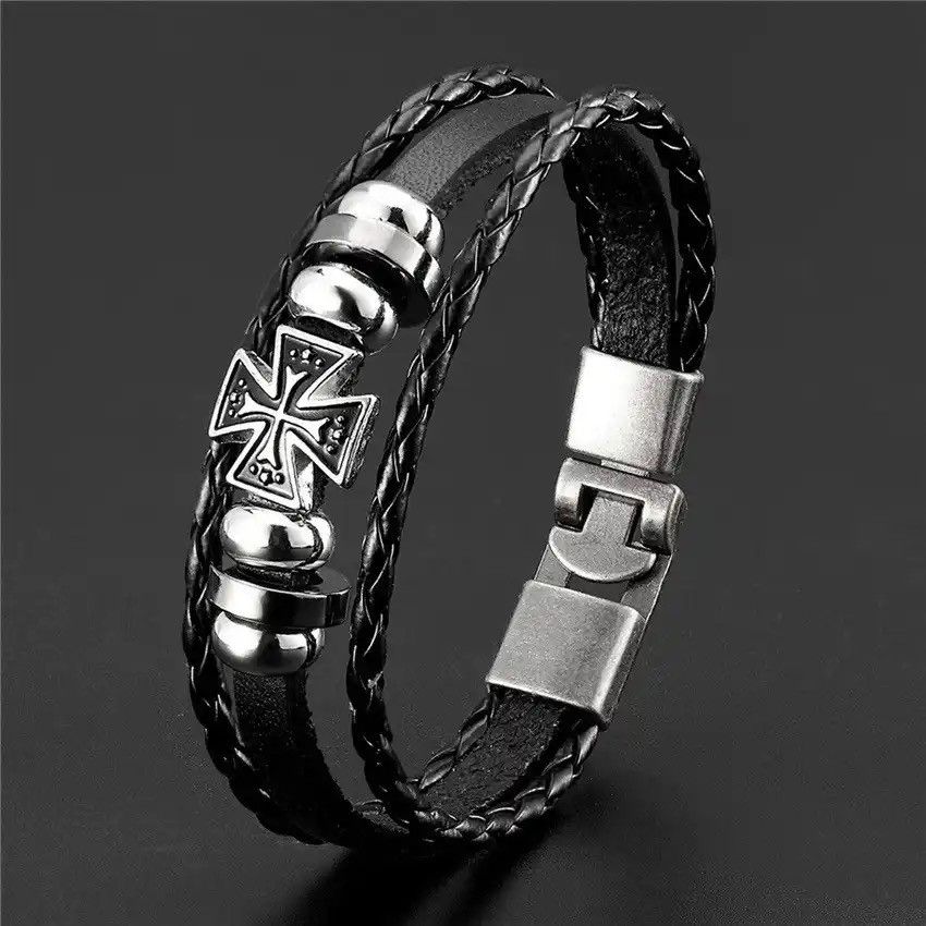 Japanese Brand × Jewelry × Vintage Vintage Multi-layer Leather Woven Cross Bracelet Size ONE SIZE - 1 Thumbnail
