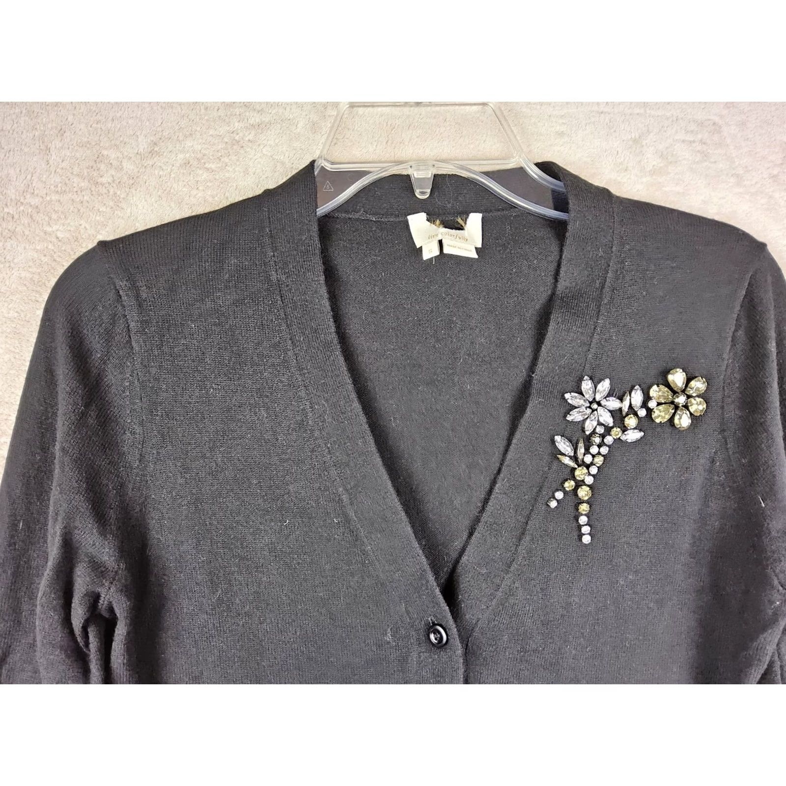 Vintage Kate Spade Cardigan Wool Blend Rhinestone Flowers Black S Womens Sweater Long Sleeve Size S Size S / US 4 / IT 40 - 4 Thumbnail