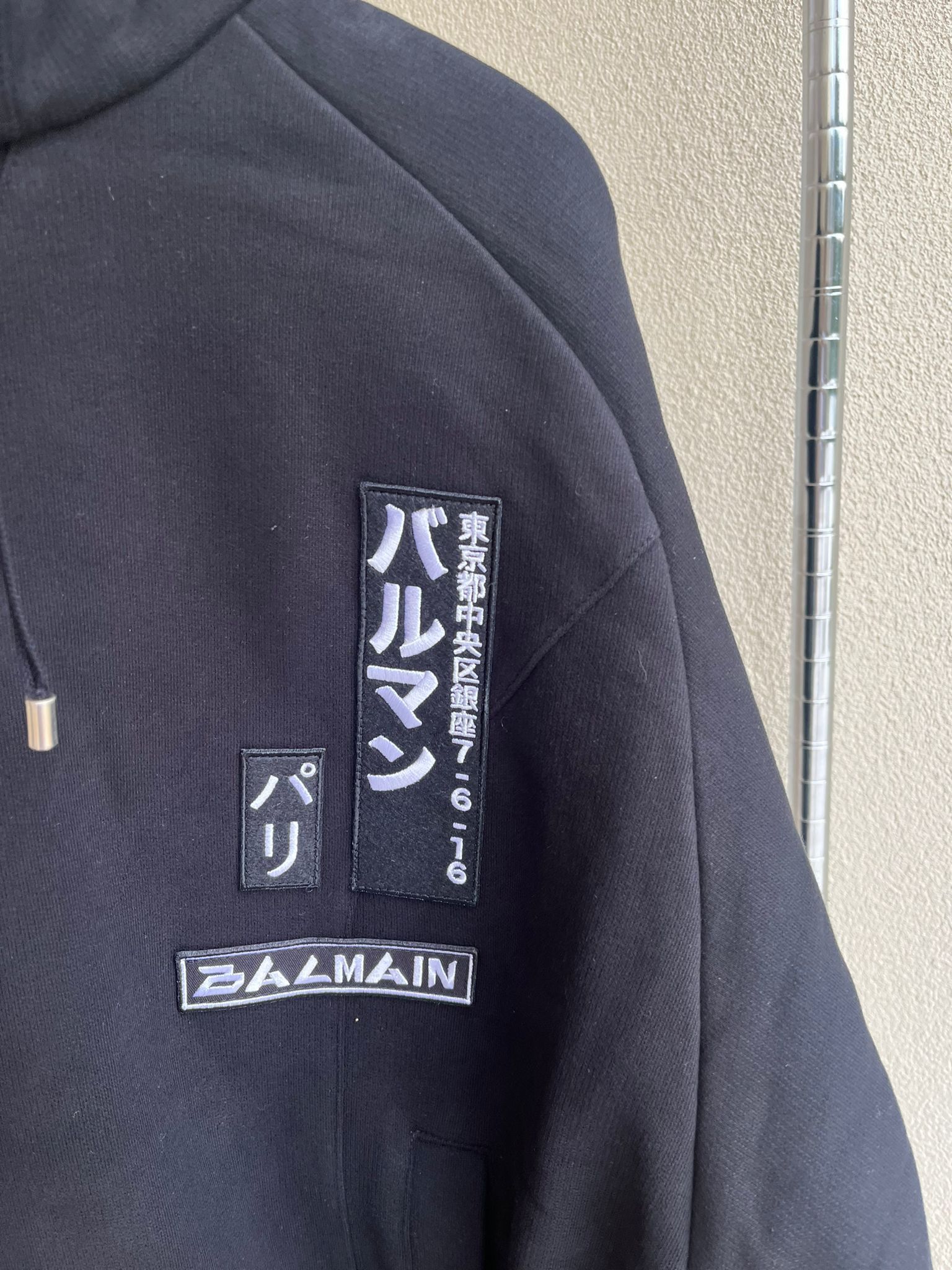 Balmain Layered Sleeve Tokyo Embroidered Logo Hoodie in Black Size US M / EU 48-50 / 2 - 6 Thumbnail