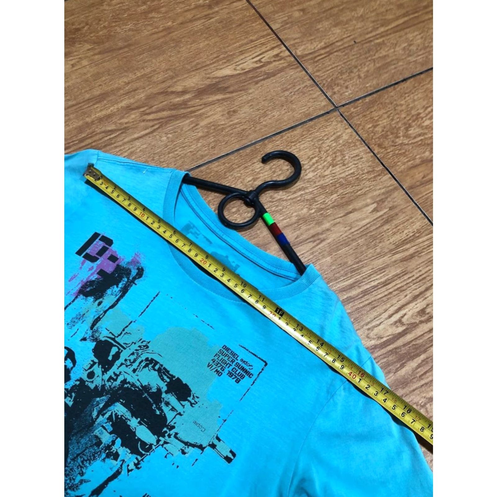 DIESEL VINTAGE BIG CENTER LOGO T SHIRT M BLUE Logo Cotton Men T-Shirt Short Sleeve Crew Neck
