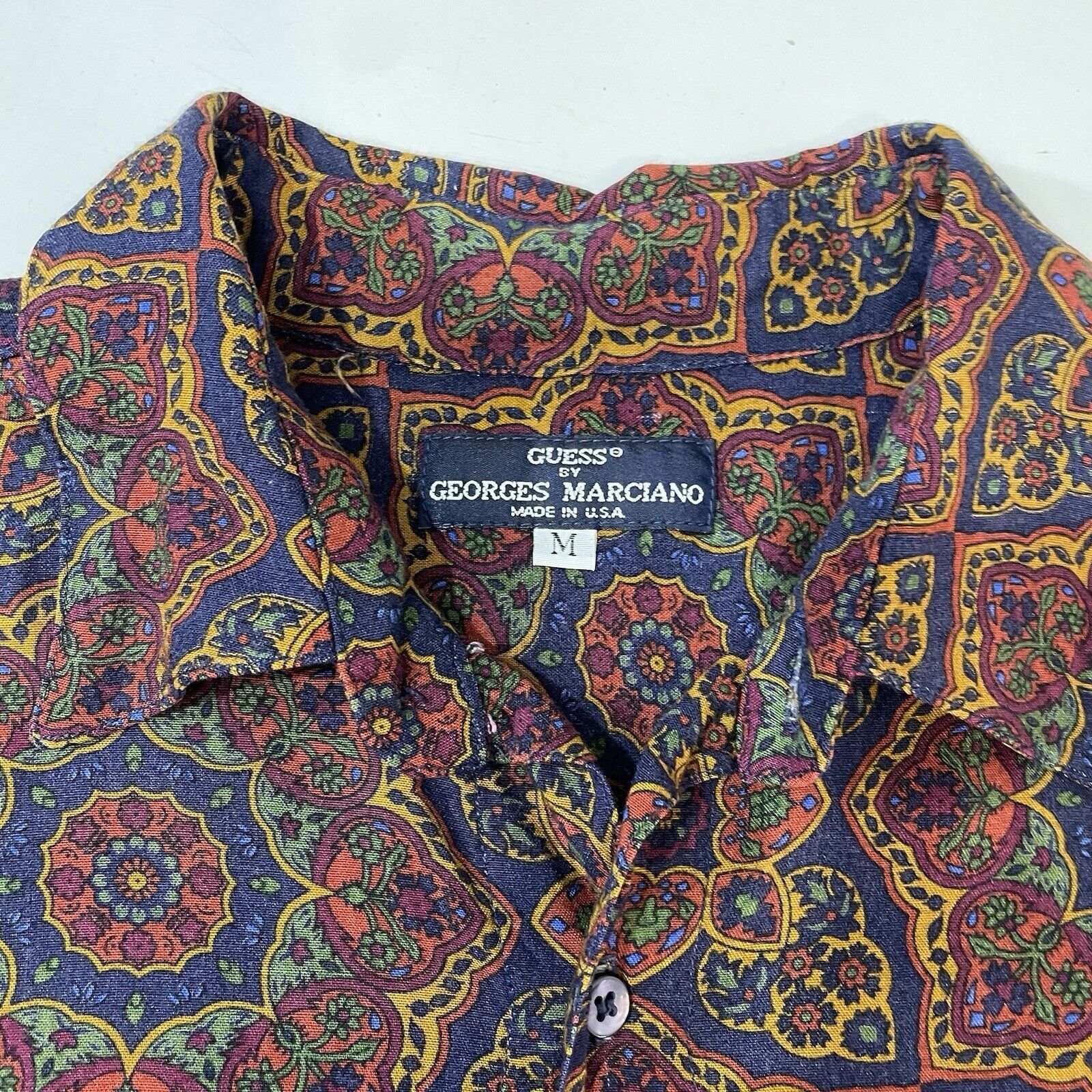 Guess VTG 1990 Guess By Georges Marciano Men’s Club Shirt Paisley Size US M / EU 48-50 / 2 - 3 Thumbnail