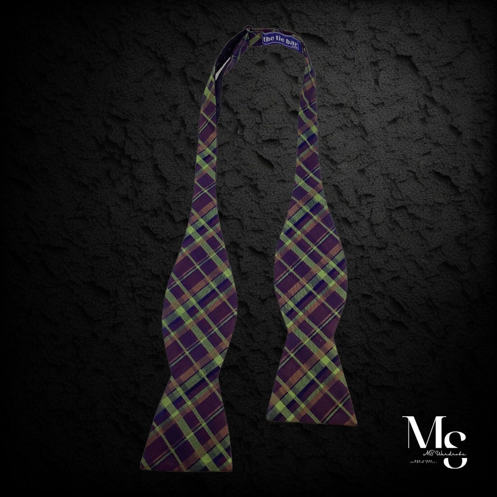 The Tie Bar THE TIE BAR Purple Green Plaids & Cheks Adjustable Self Bow Size ONE SIZE - 1 Thumbnail