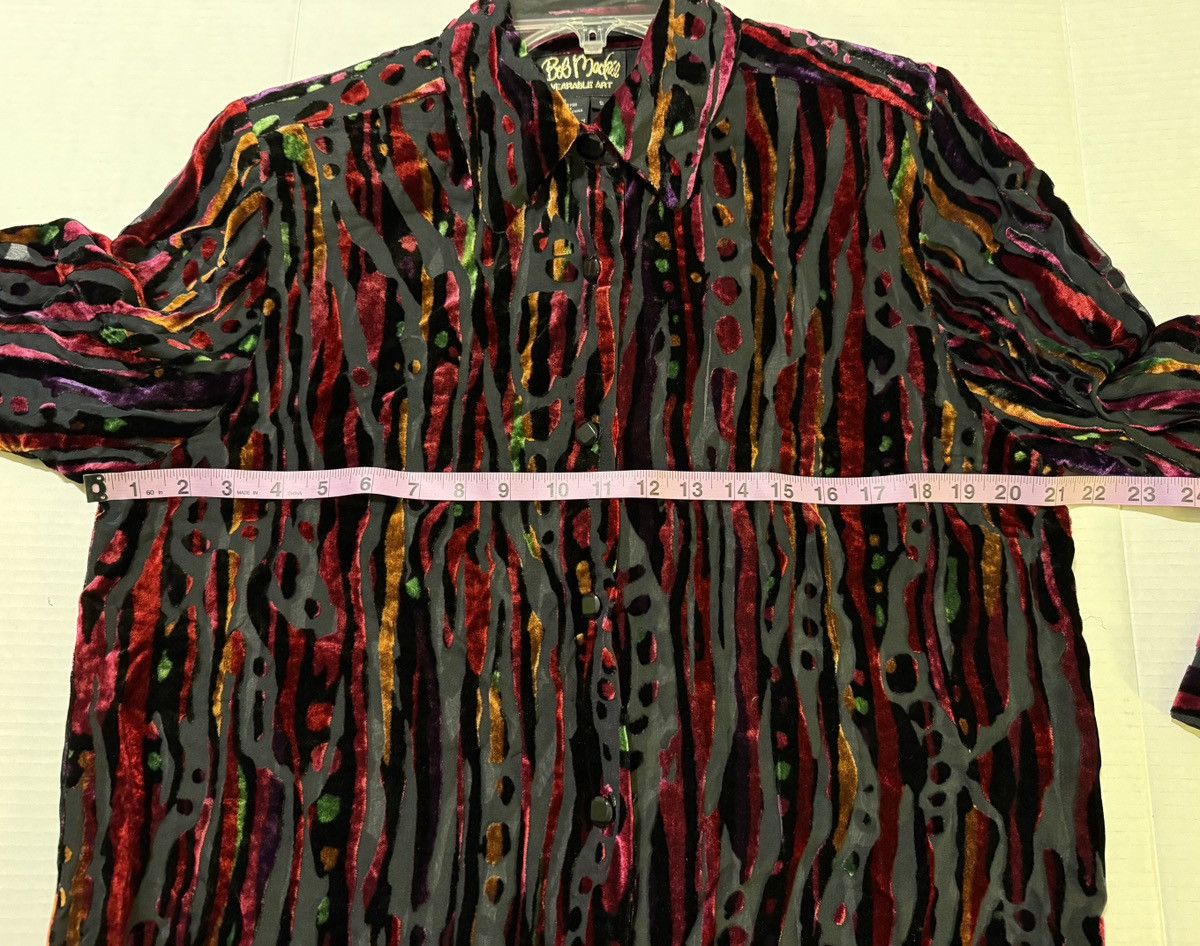 Bob Mackie Bob Mackie Reds Velour Vintage Button Down LS Sheer Blouse Size S / US 4 / IT 40 - 7 Thumbnail