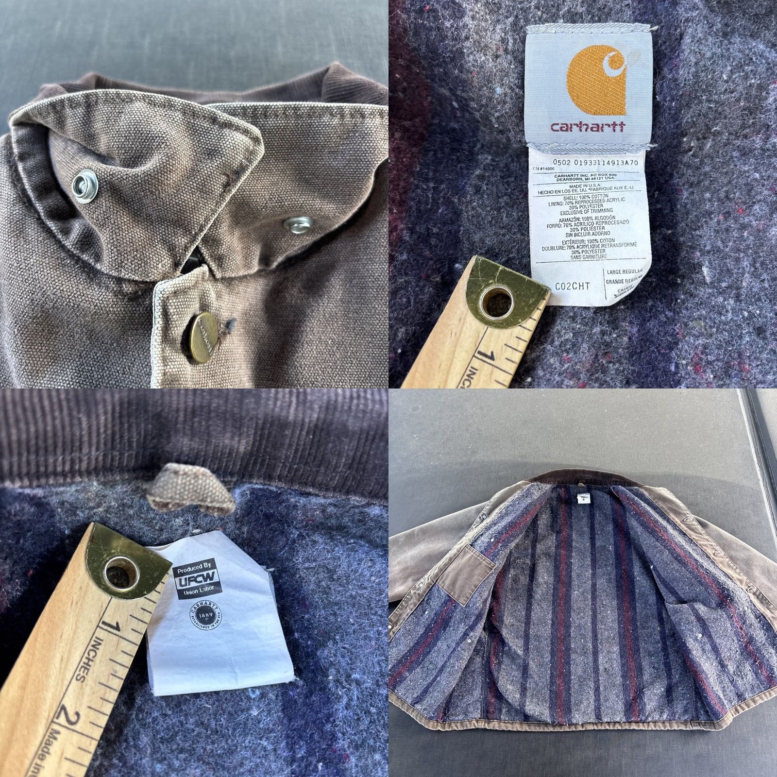 Carhartt VINTAGE Carhartt Coat Jacket Men L Brown Chore Canvas Insulated Lined Workwear USA C02 CHT Size US L / EU 52-54 / 3 - 10 Thumbnail