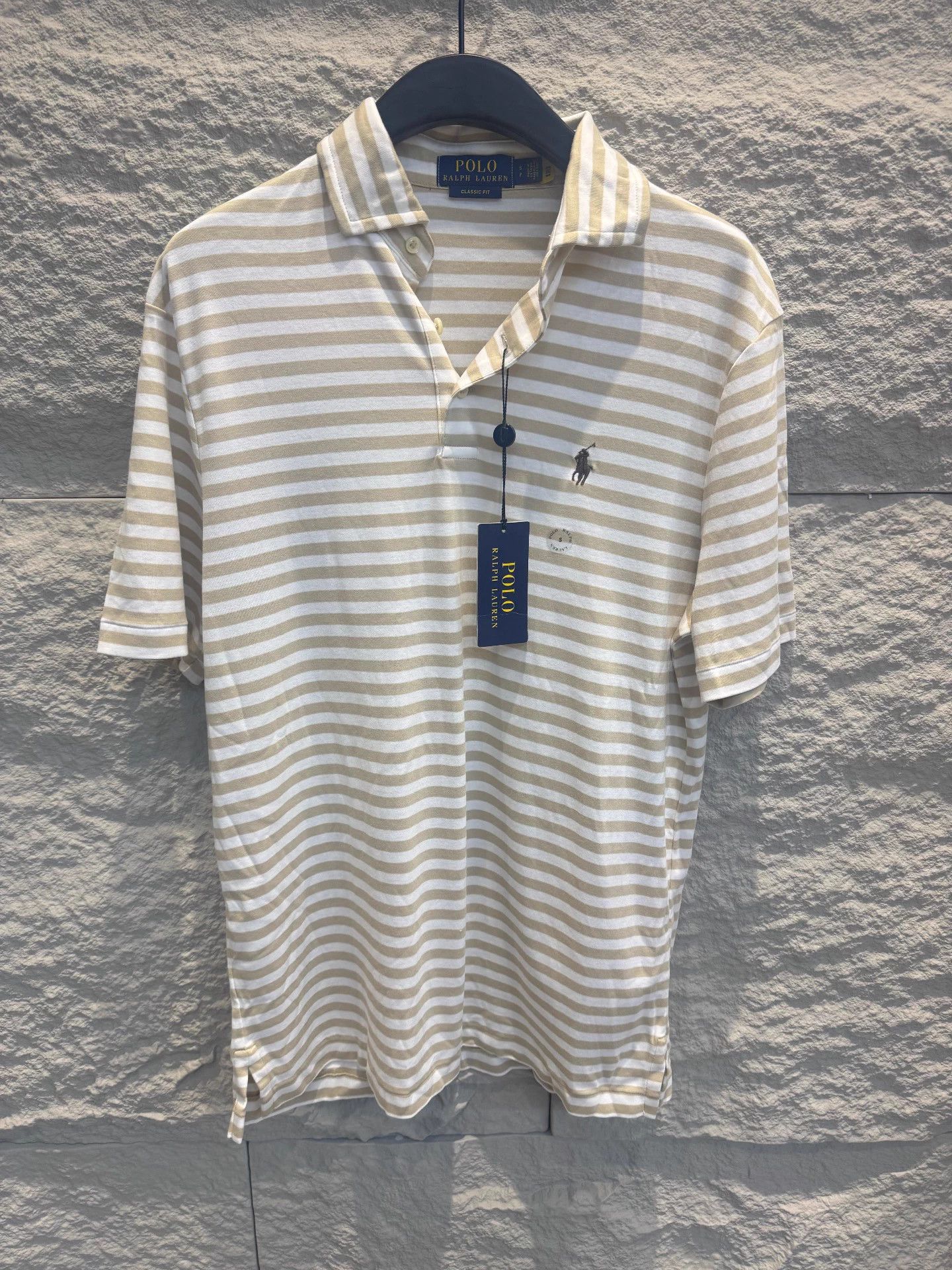 Polo Ralph Lauren Polo Ralph Lauren Oatmeal Light Gray Stripe SS Polo S Size US S / EU 44-46 / 1 - 1 Thumbnail
