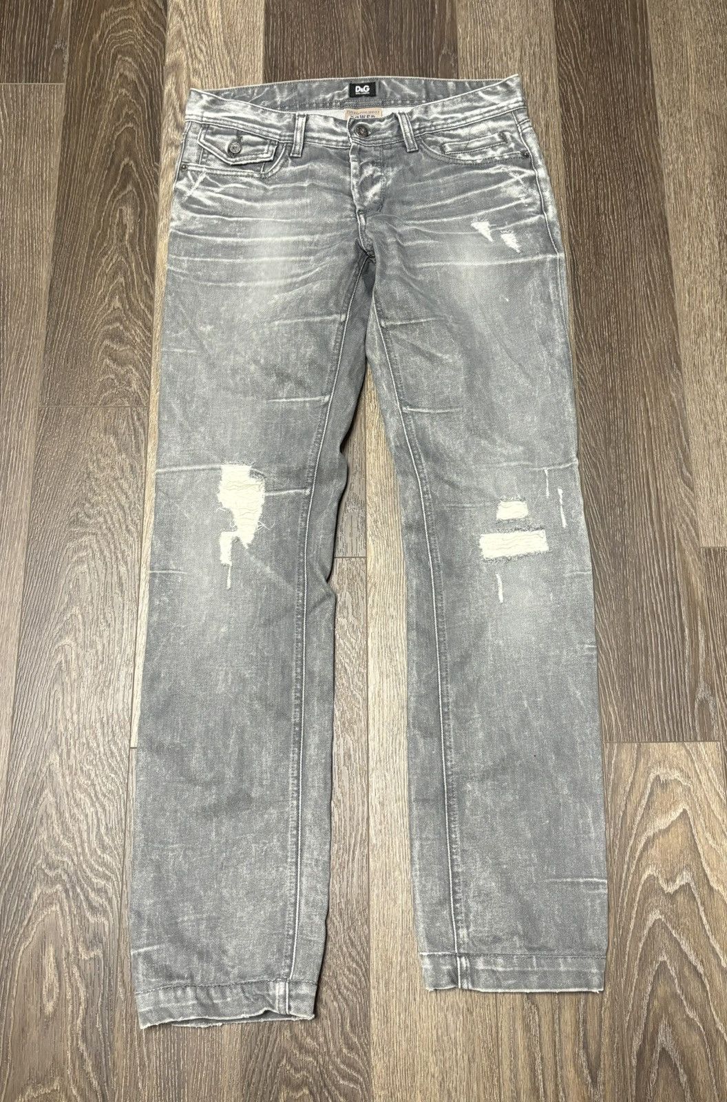 Dolce & Gabbana D&G Grey Distressed Denim Magic Jeans Size US 31 - 1 Thumbnail