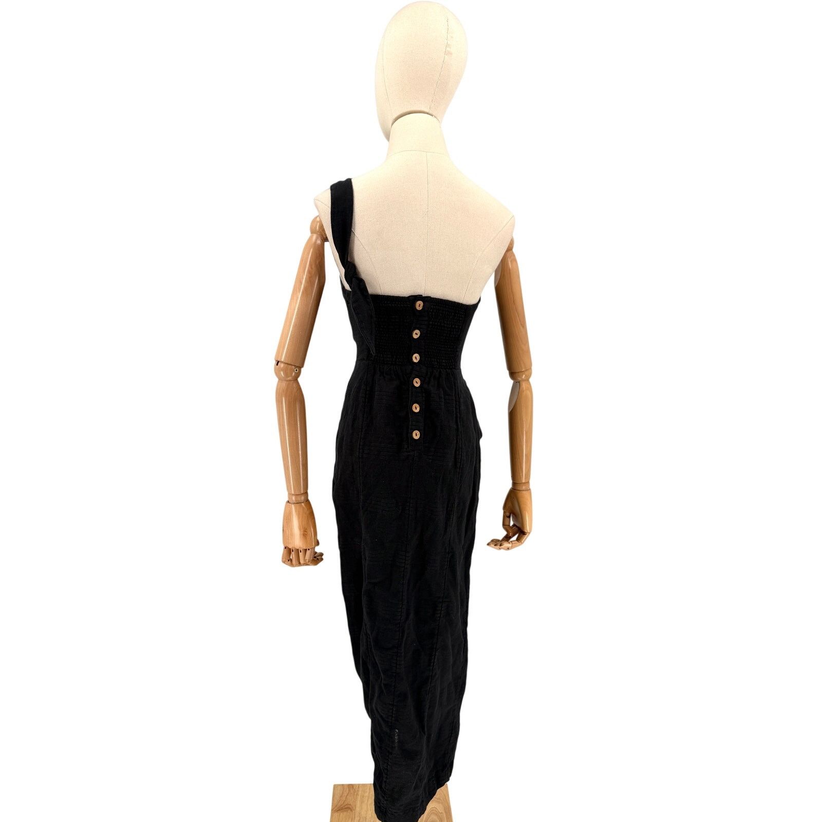Free People NEW 100% Cotton Asymmetrical One-Shoulder Wrap Midi Dress Size XS / US 0-2 / IT 36-38 - 4 Thumbnail