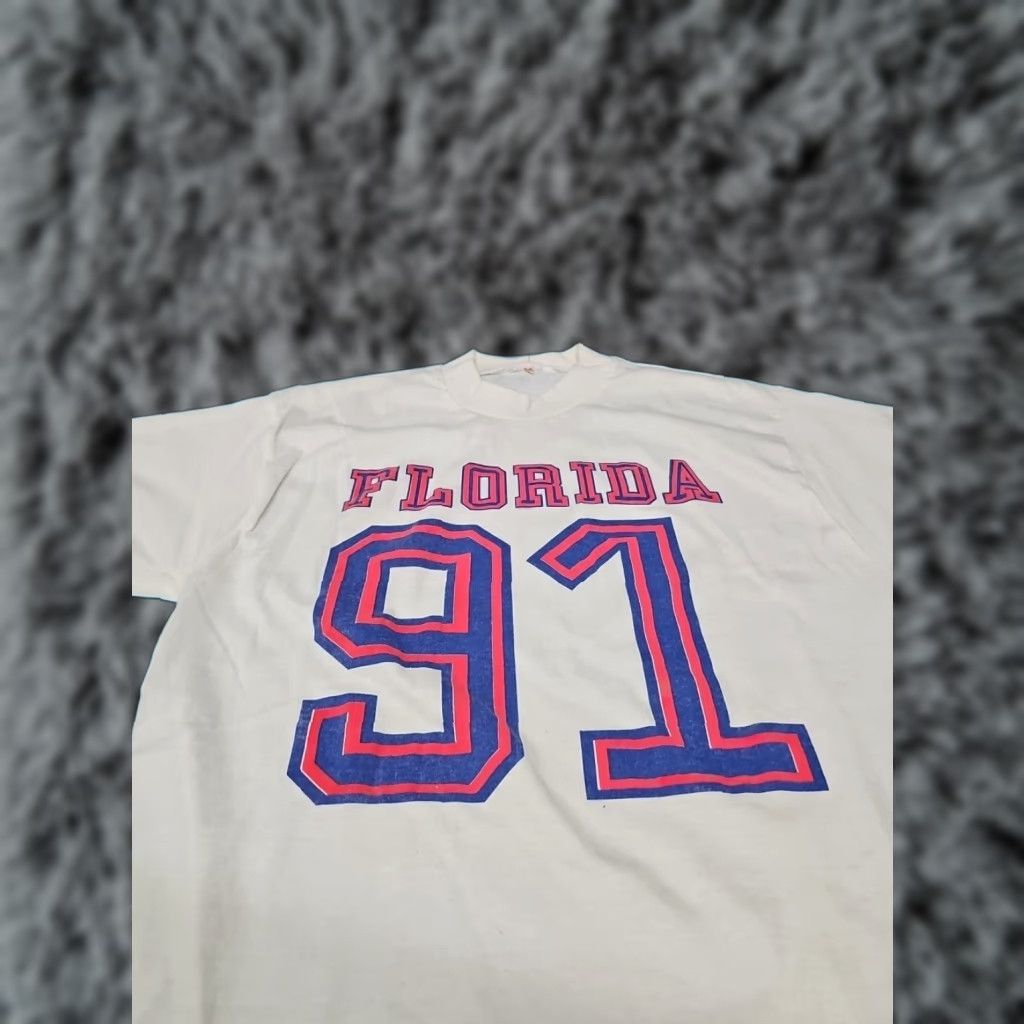 VINTAGE Spring Break 1991 Florida Graphic Tee Shirt Mens Shirt XL White Short Sleeve T-Shirt Biker Florida Motorcycle Y2k Spring Mens