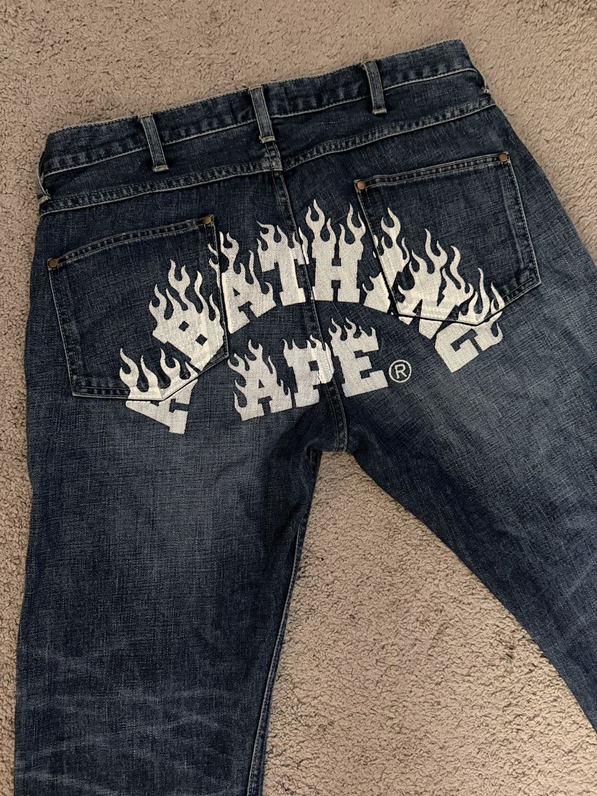 Bape Bape flame denim jeans Size US 32 / EU 48 - 1 Thumbnail