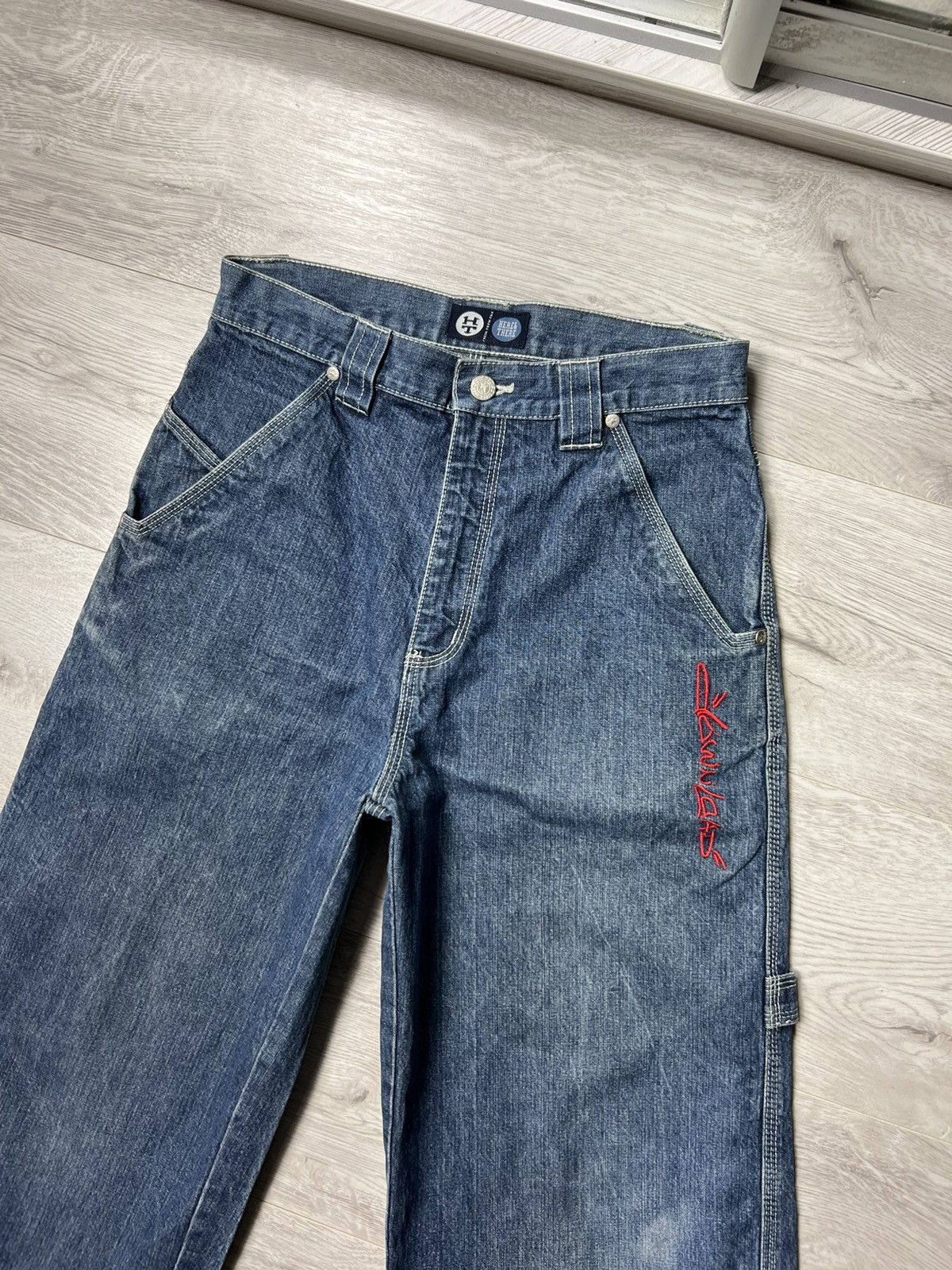 Japanese Brand × Rap Tees × Vintage Vintage Download Long Denim Shorts With Logo Carpenter Jeans Size US 28 / EU 44 - 11 Thumbnail