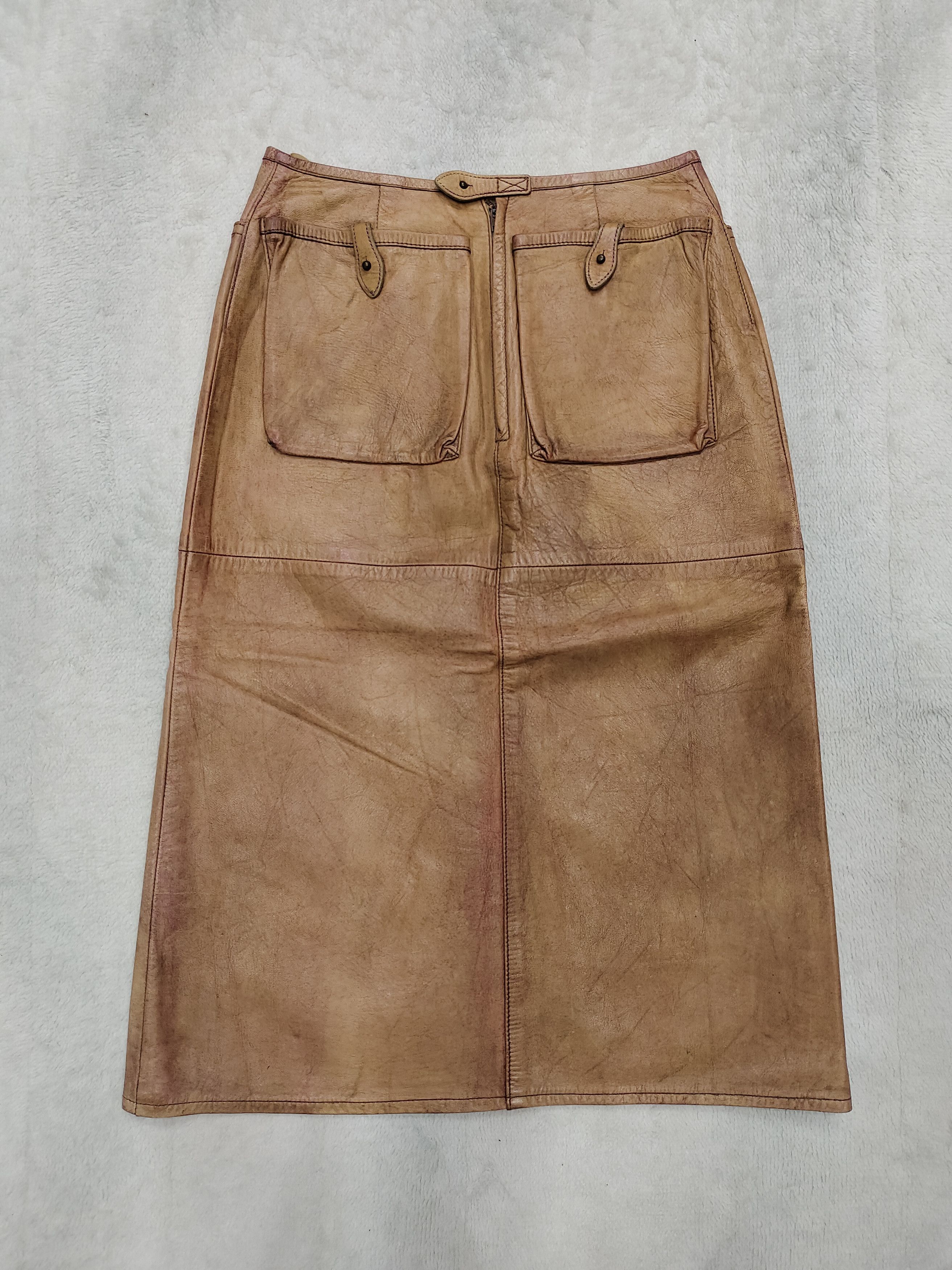 Vintage RARE 🇮🇹 Vtg Dessine Par Kondo Horsehide Midi Skirt Size 27" / US 4 / IT 40 - 6 Thumbnail